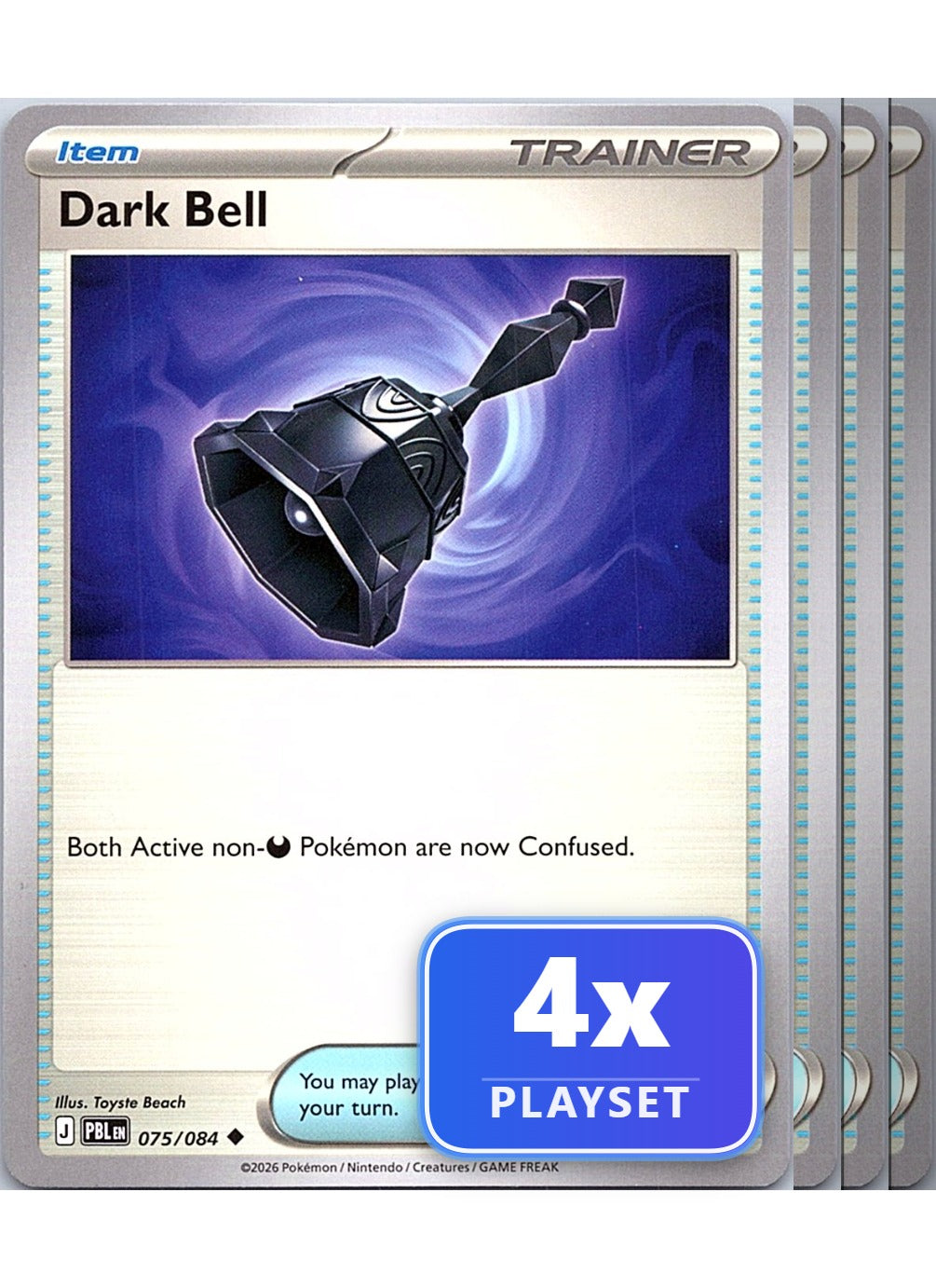 Playset of 4 Dark Bell 075/084 Uncommon Pitch Black Pokemon Near Mint