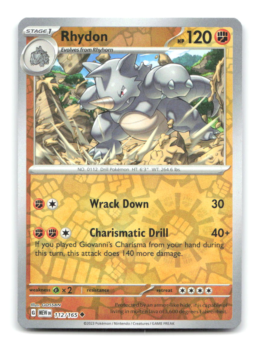 Rhydon 112/165 MEW Pokemon Reverse Holo NM