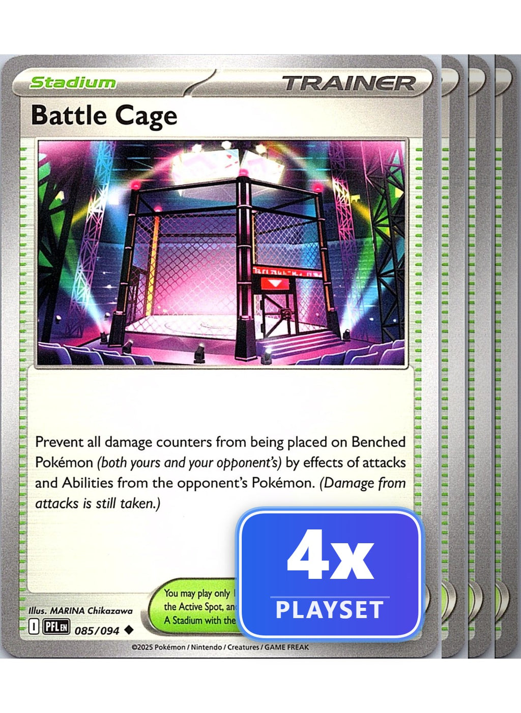 Playset of 4 Battle Cage 085/094 Uncommon Phantasmal Flames Pokemon Near Mint
