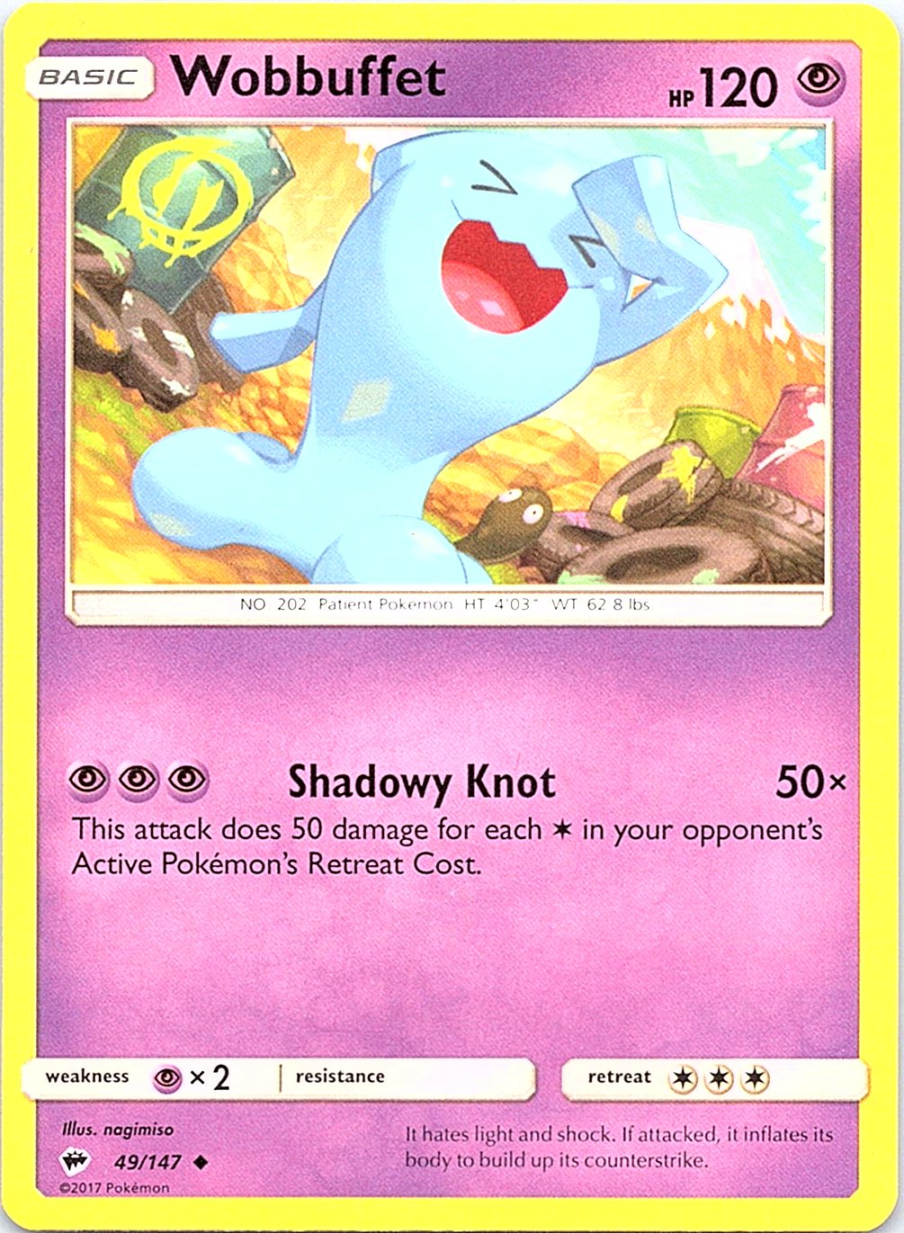 Wobbuffet 49/147 Uncommon Burning Shadows Pokemon Moderately Played