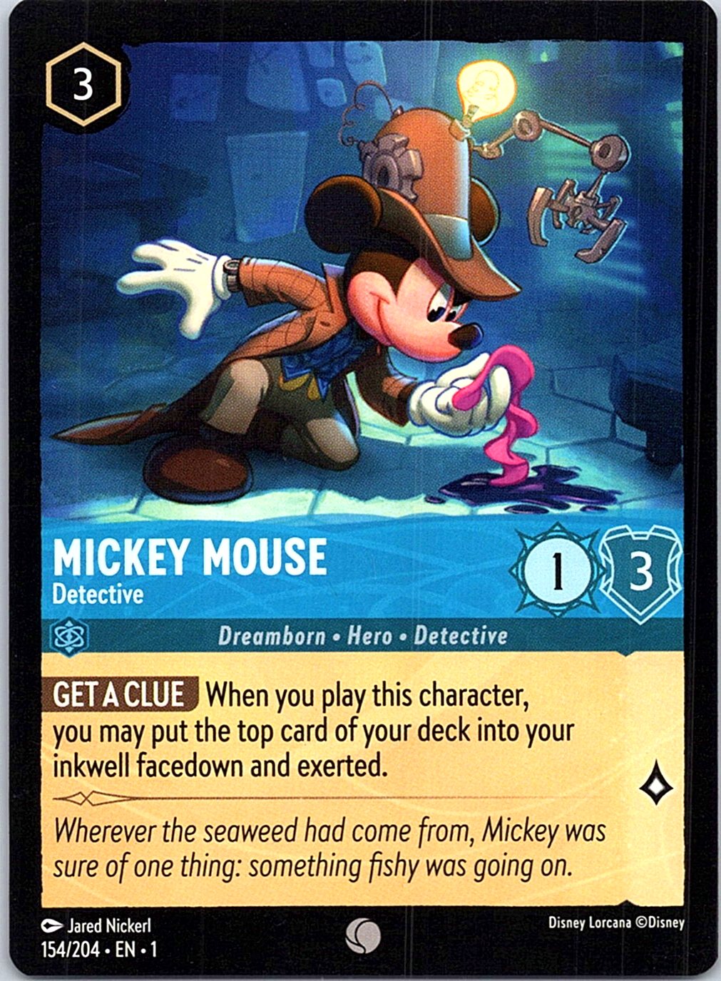 Mickey Mouse - Detective 154/204 Common The First Chapter Lorcana Near Mint