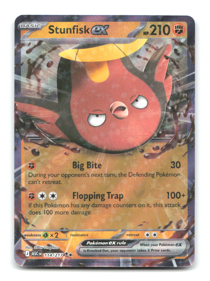 Stunfisk ex 114/217 ASC Pokemon Holo NM