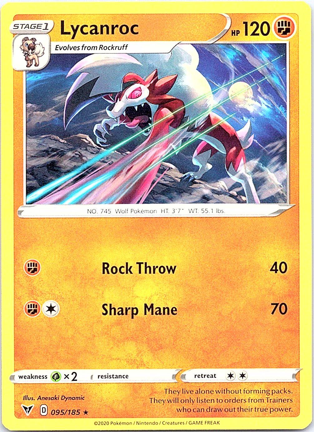 Lycanroc 095/185 Rare Vivid Voltage Pokemon Moderately Played