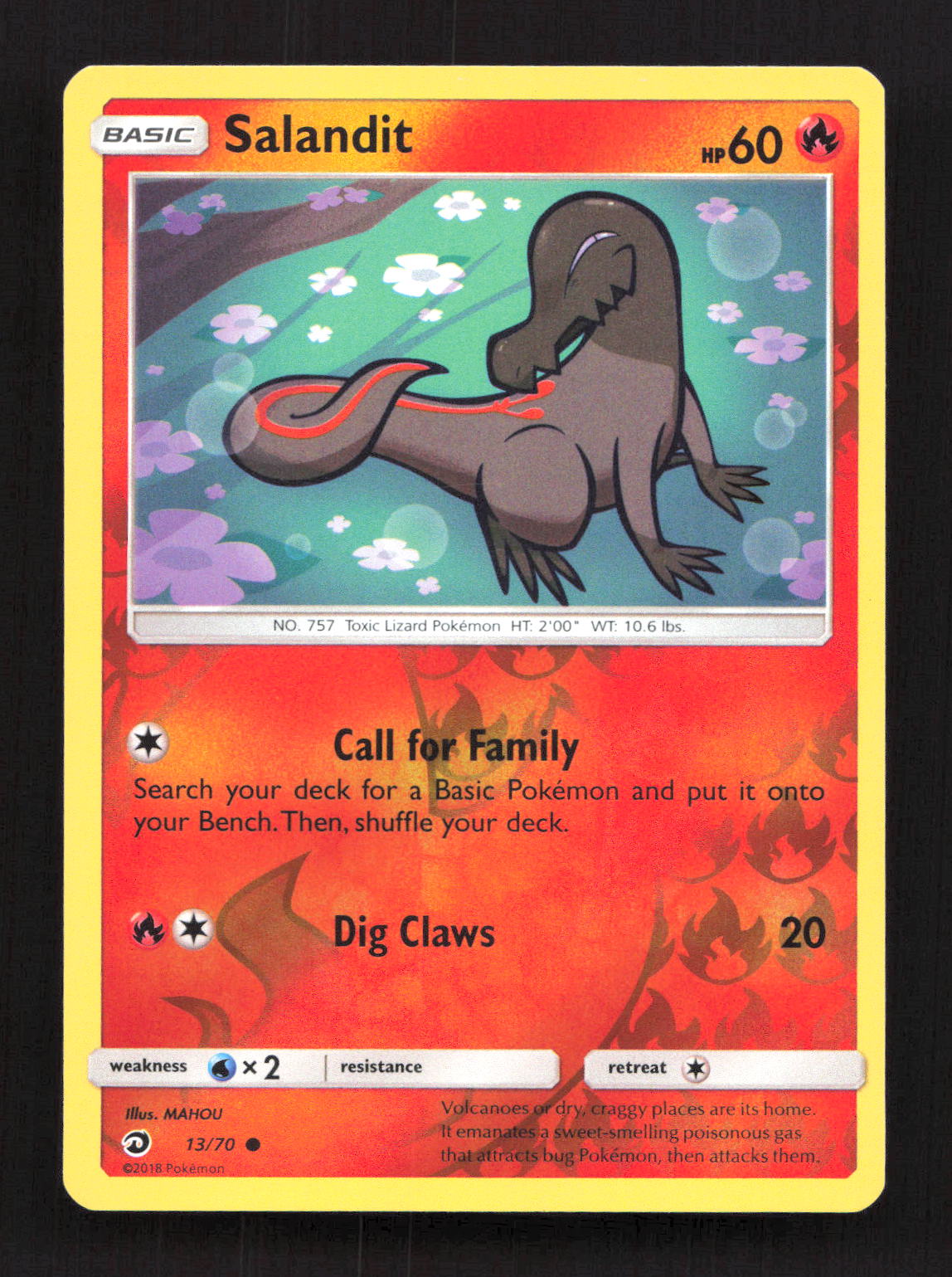 Salandit 13/70 Common Dragon Majesty Pokemon Reverse Holo Lightly Played