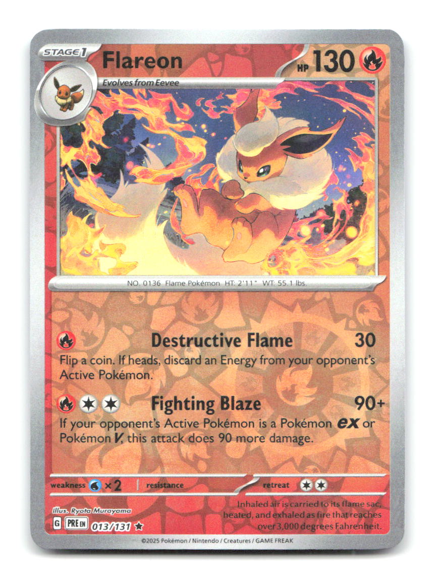 Flareon 013/131 Rare Prismatic Evolutions Pokemon Reverse Holo Near Mint