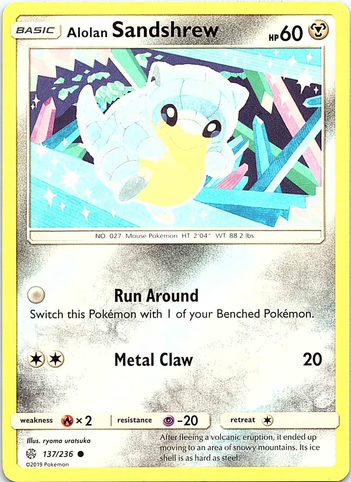 Alolan Sandshrew 137/236 Common Cosmic Eclipse Pokemon Lightly Played