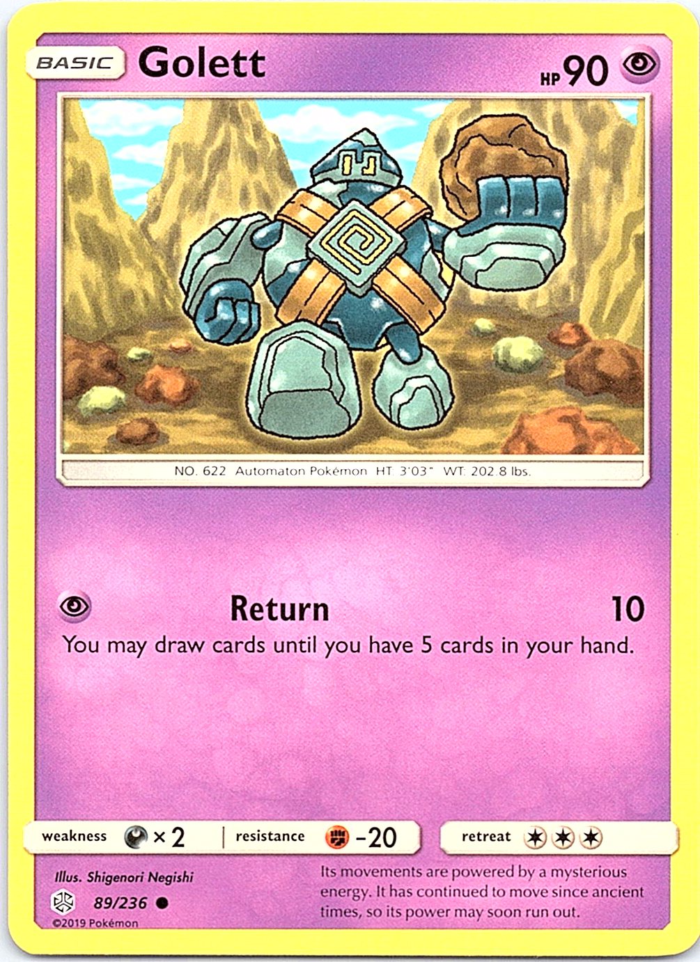 Golett 89/236 Common Cosmic Eclipse Pokemon Moderately Played