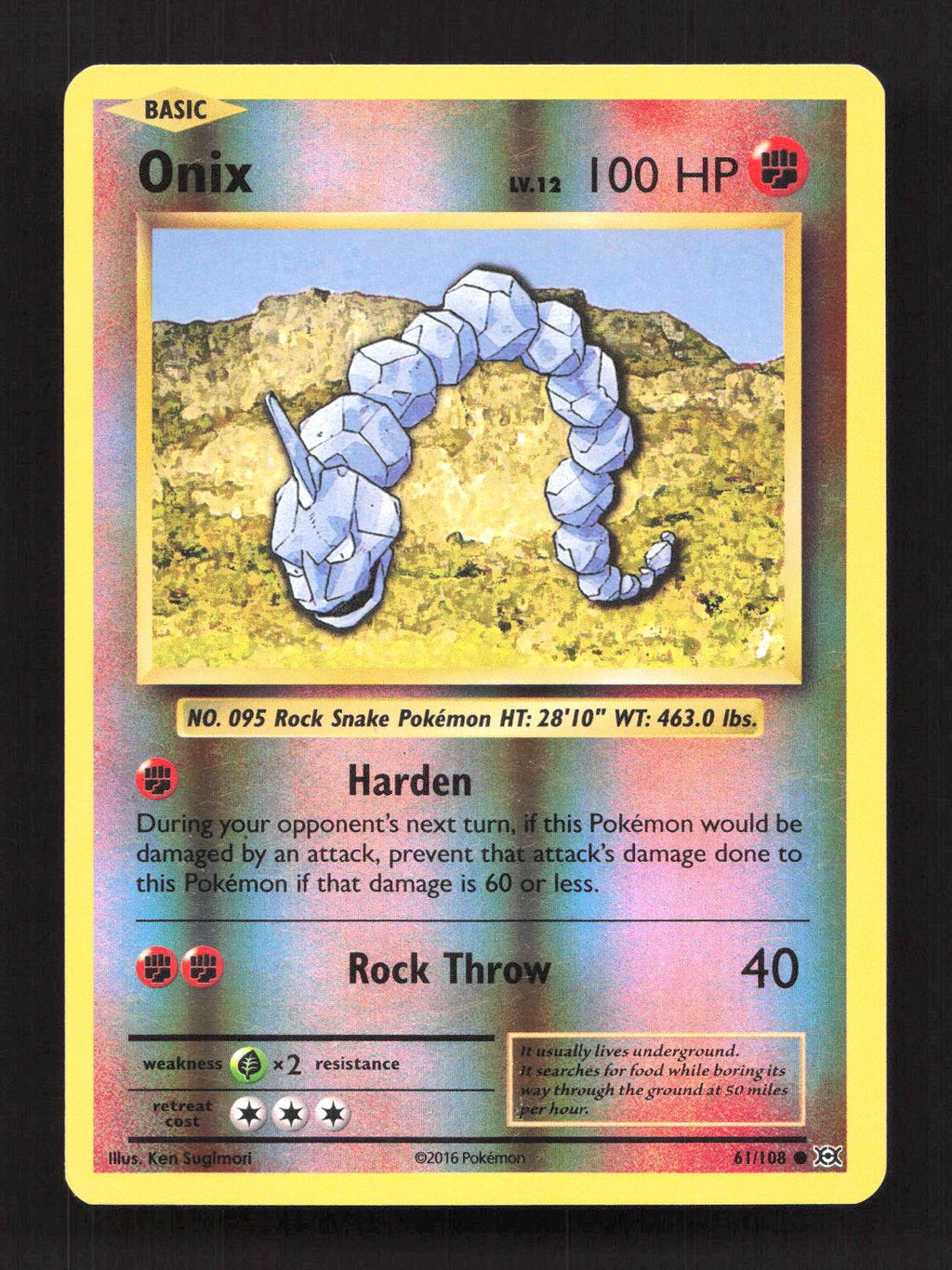 Onix 61/108 Common Evolutions Pokemon Reverse Holo Moderately Played