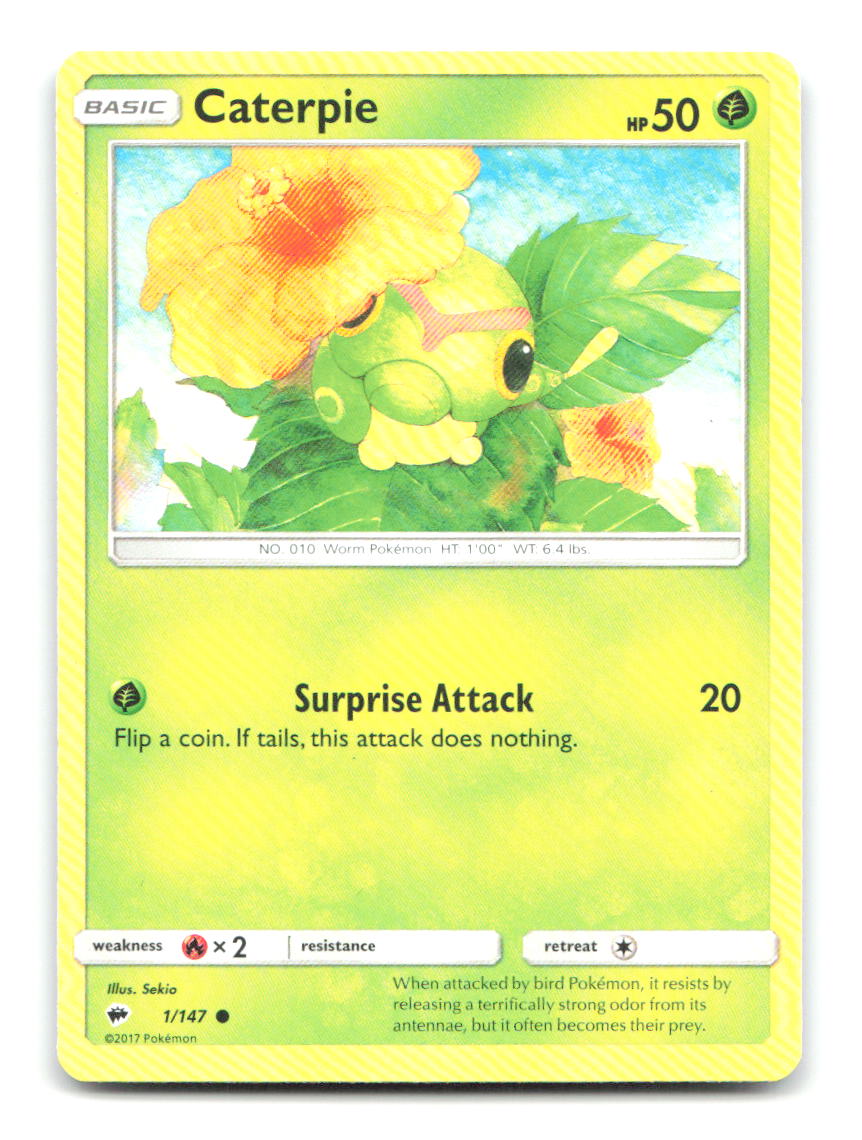 Caterpie 1/147 C Burning Shadows Pokemon LP