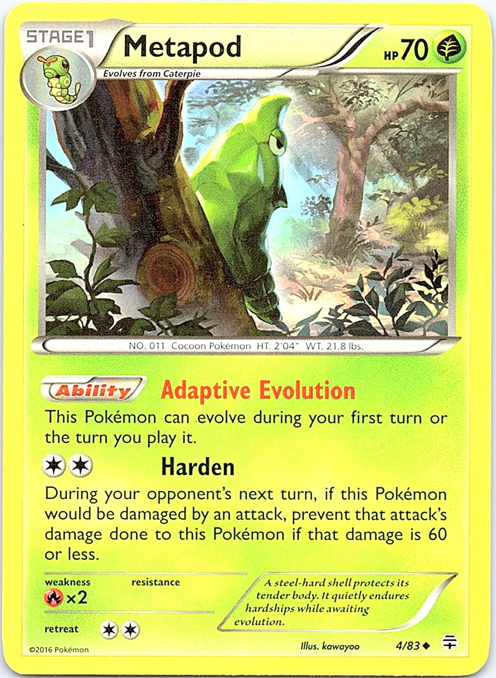 Metapod 4/83 Uncommon Generations Pokemon Lightly Played