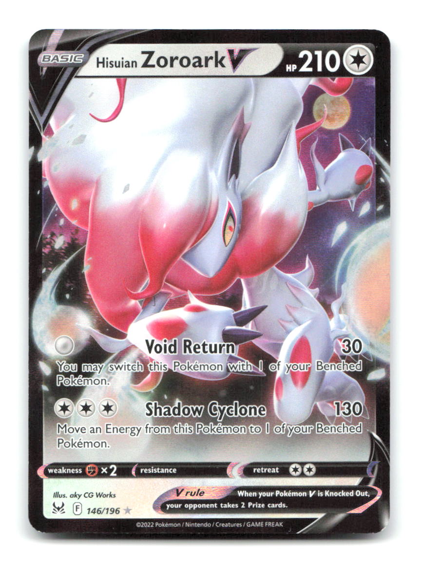 Hisuian Zoroark V 146/196 Holo V Rare Lost Origin Pokemon Near Mint