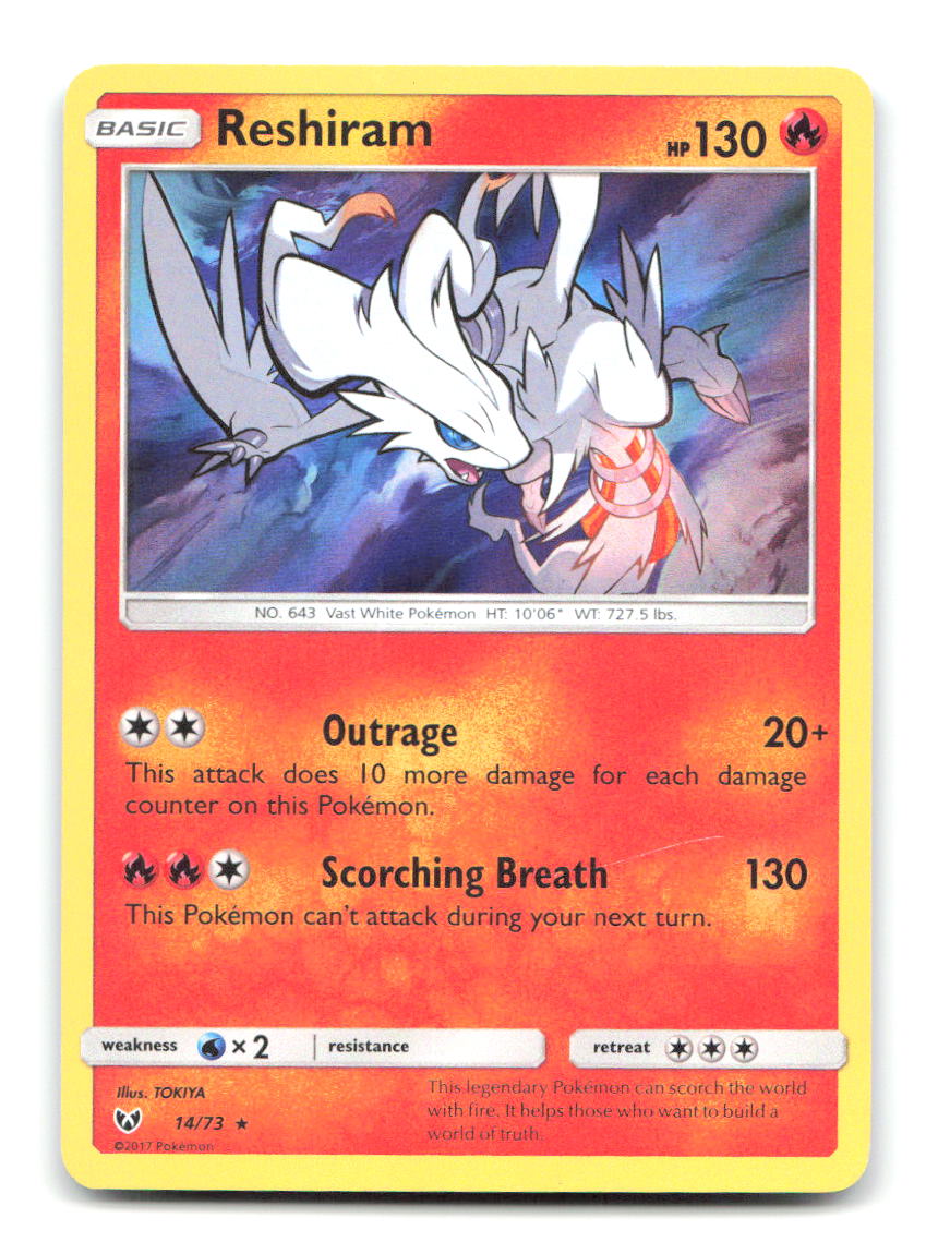 Reshiram 14/73 Holo R Shining Legends Pokemon NM