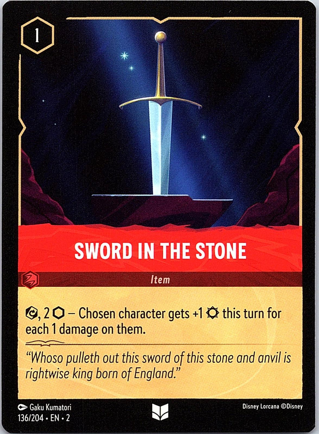 Sword in the Stone 136/204 Uncommon Rise of the Floodborn Lorcana Near Mint