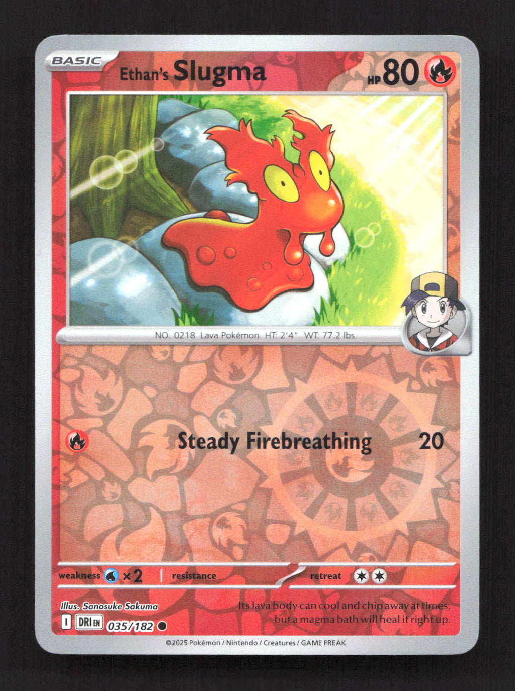 Ethan's Slugma 035/182 Common Destined Rivals Pokemon Reverse Holo Near Mint