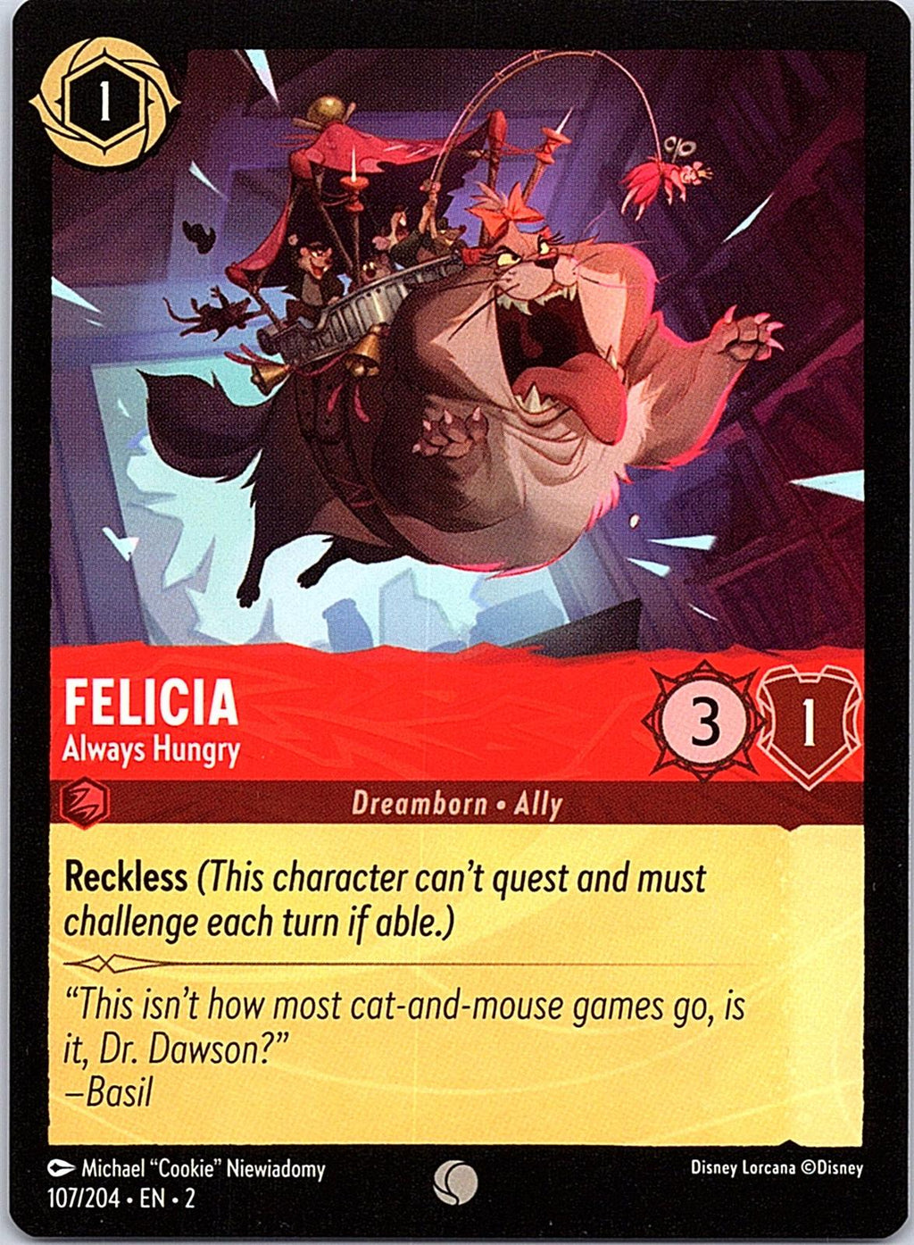 Felicia - Always Hungry 107/204 Common Rise of the Floodborn Lorcana Near Mint