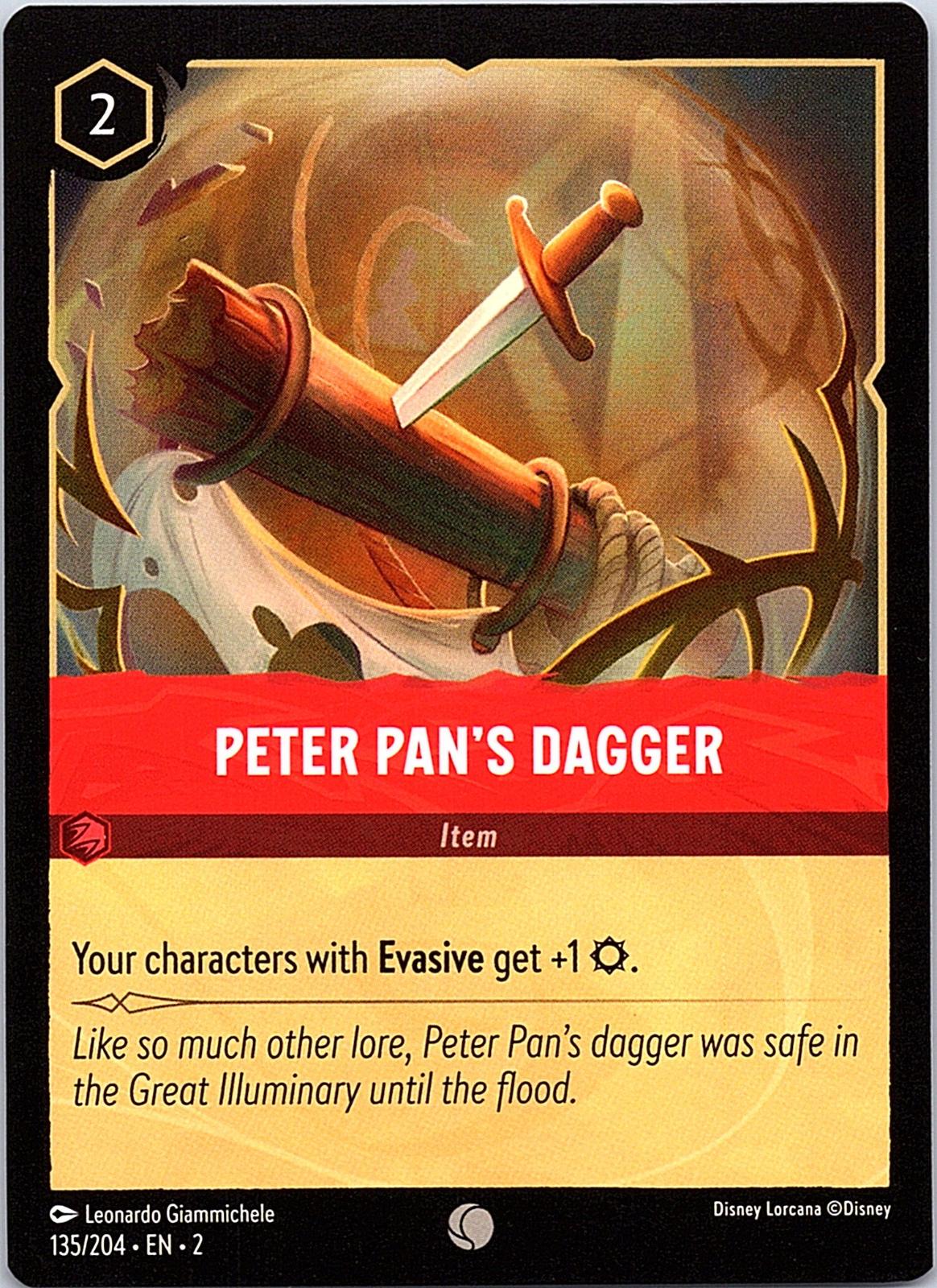 Peter Pan's Dagger 135/204 Common Rise of the Floodborn Lorcana Near Mint