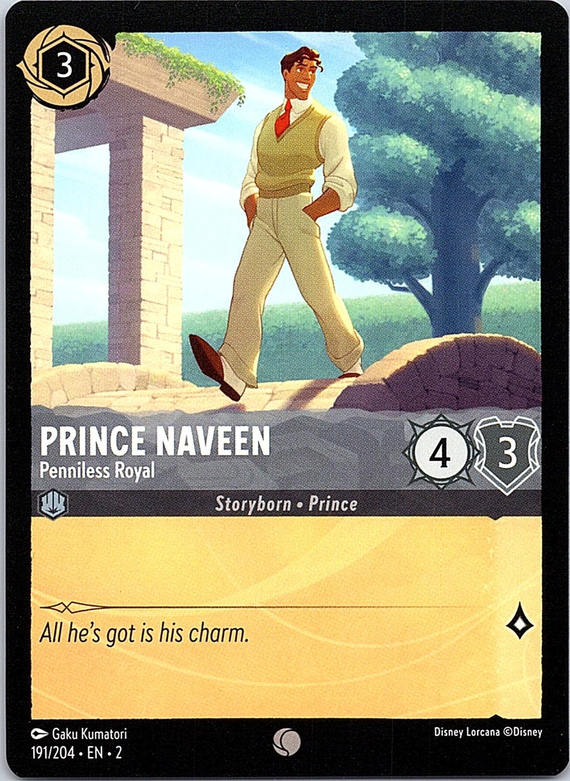 Prince Naveen - Penniless Royal 191/204 Common Rise of the Floodborn Lorcana NM