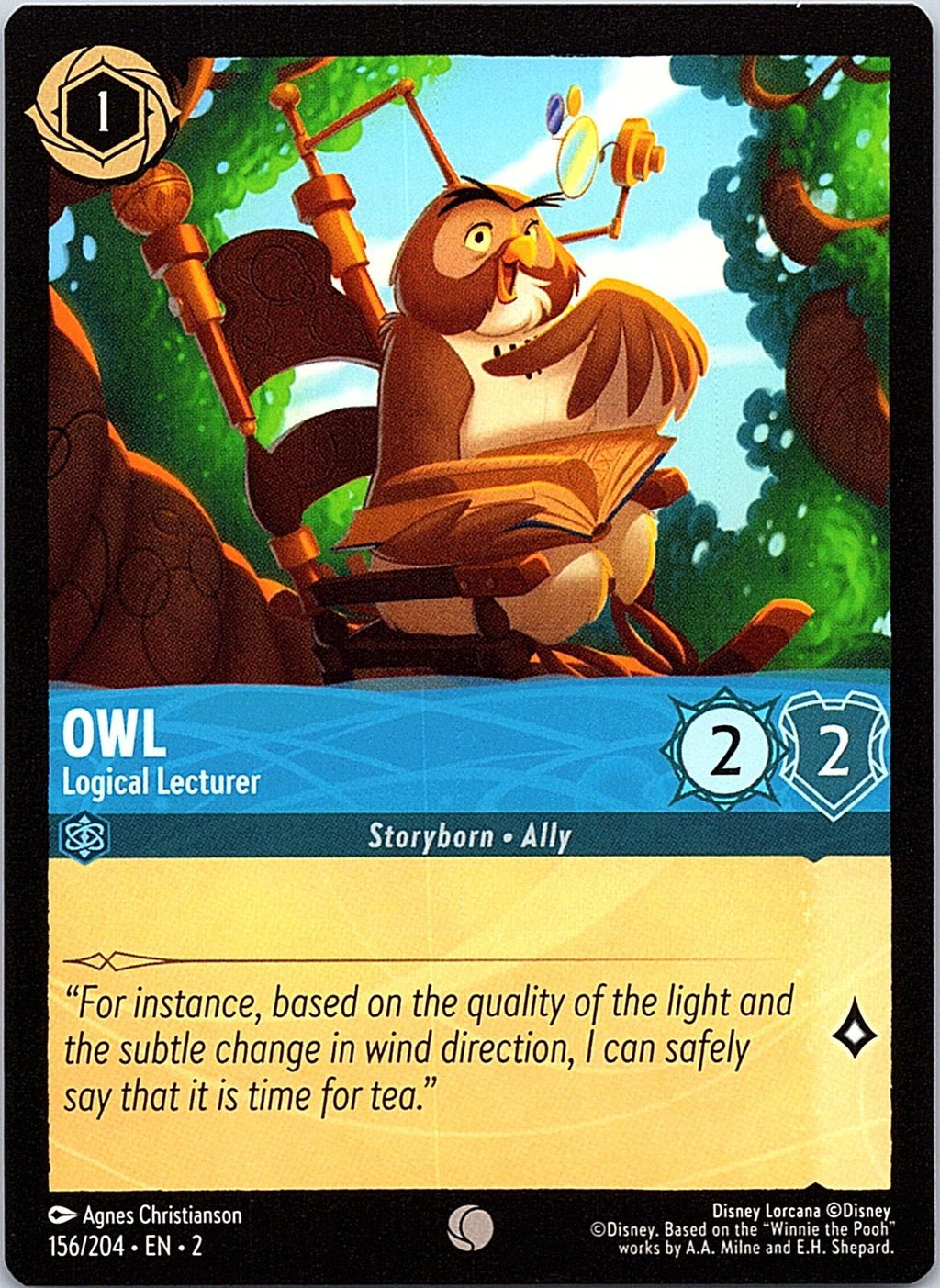 Owl - Logical Lecturer 156/204 Common Rise of the Floodborn Lorcana Near Mint