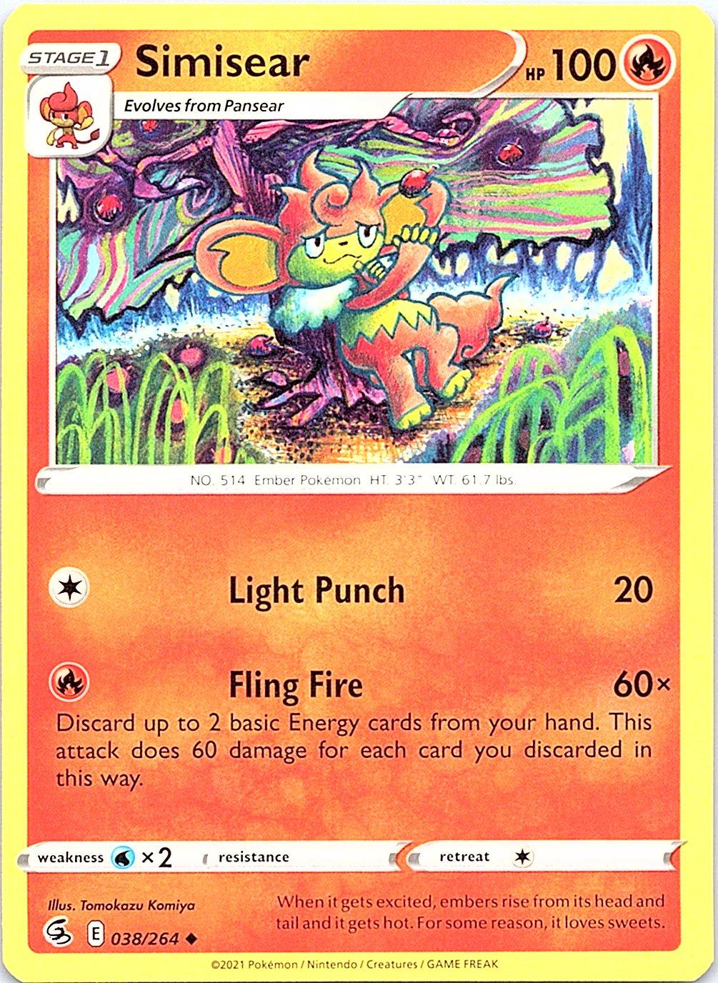 Simisear 038/264 Uncommon Fusion Strike Pokemon Lightly Played