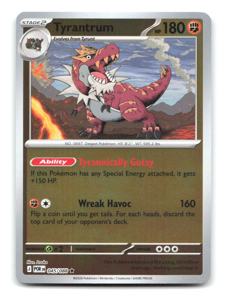 Tyrantrum 045/088 Rare Perfect Order Pokemon Reverse Holo Near Mint