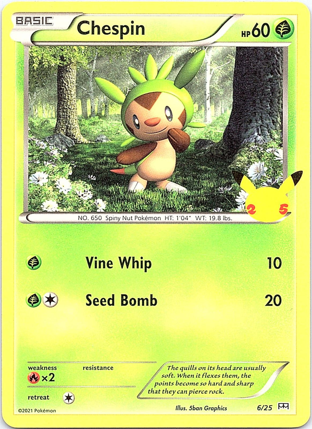 Chespin 006/025 Promo McDonald's 25th Anniversary Promos Pokemon Lightly Played