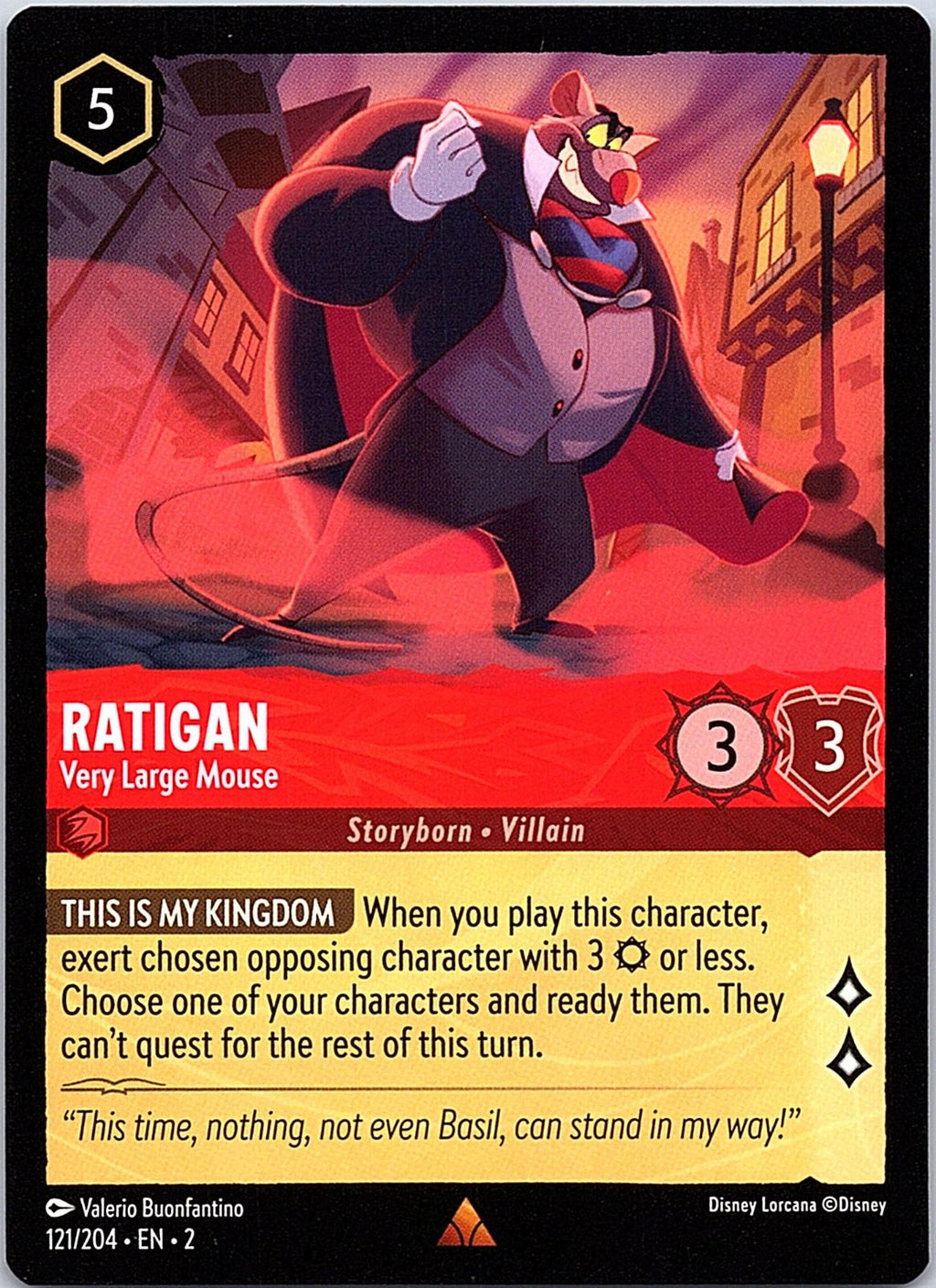 Ratigan - Very Large Mouse 121/204 Rare Rise of the Floodborn Lorcana Near Mint