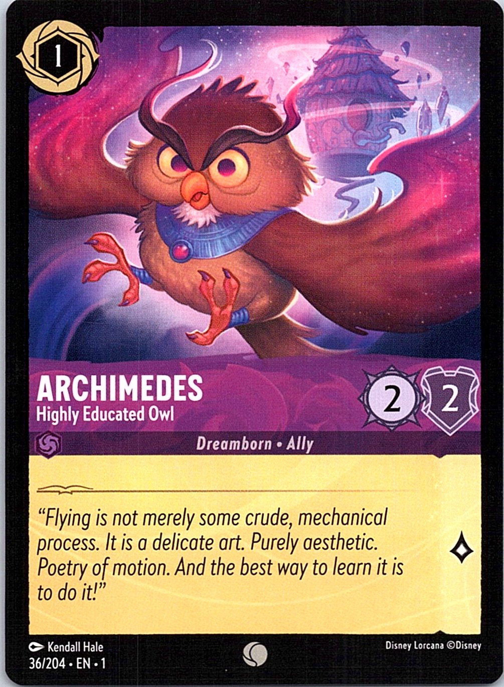 Archimedes - Highly Educated Owl 36/204 Common The First Chapter Lorcana NM