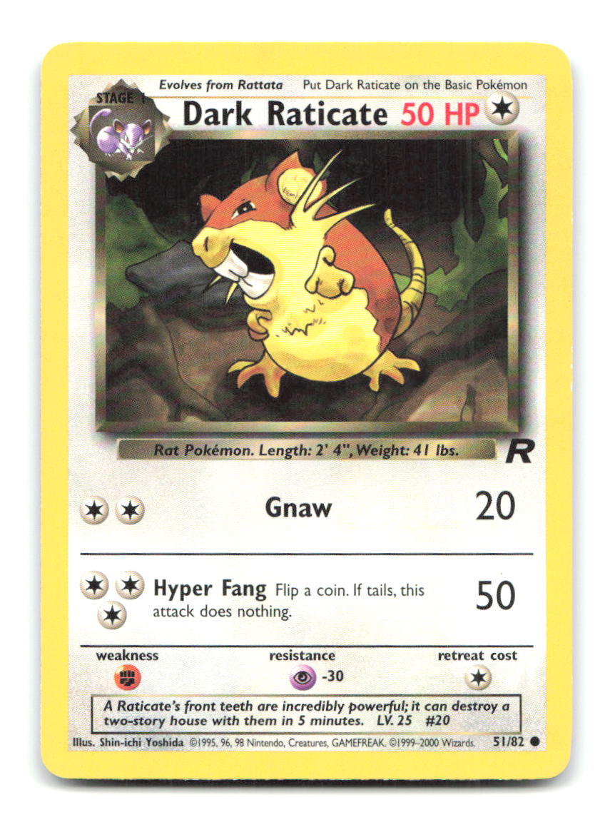 Dark Raticate 51/82 TR Pokemon Unlimited HP