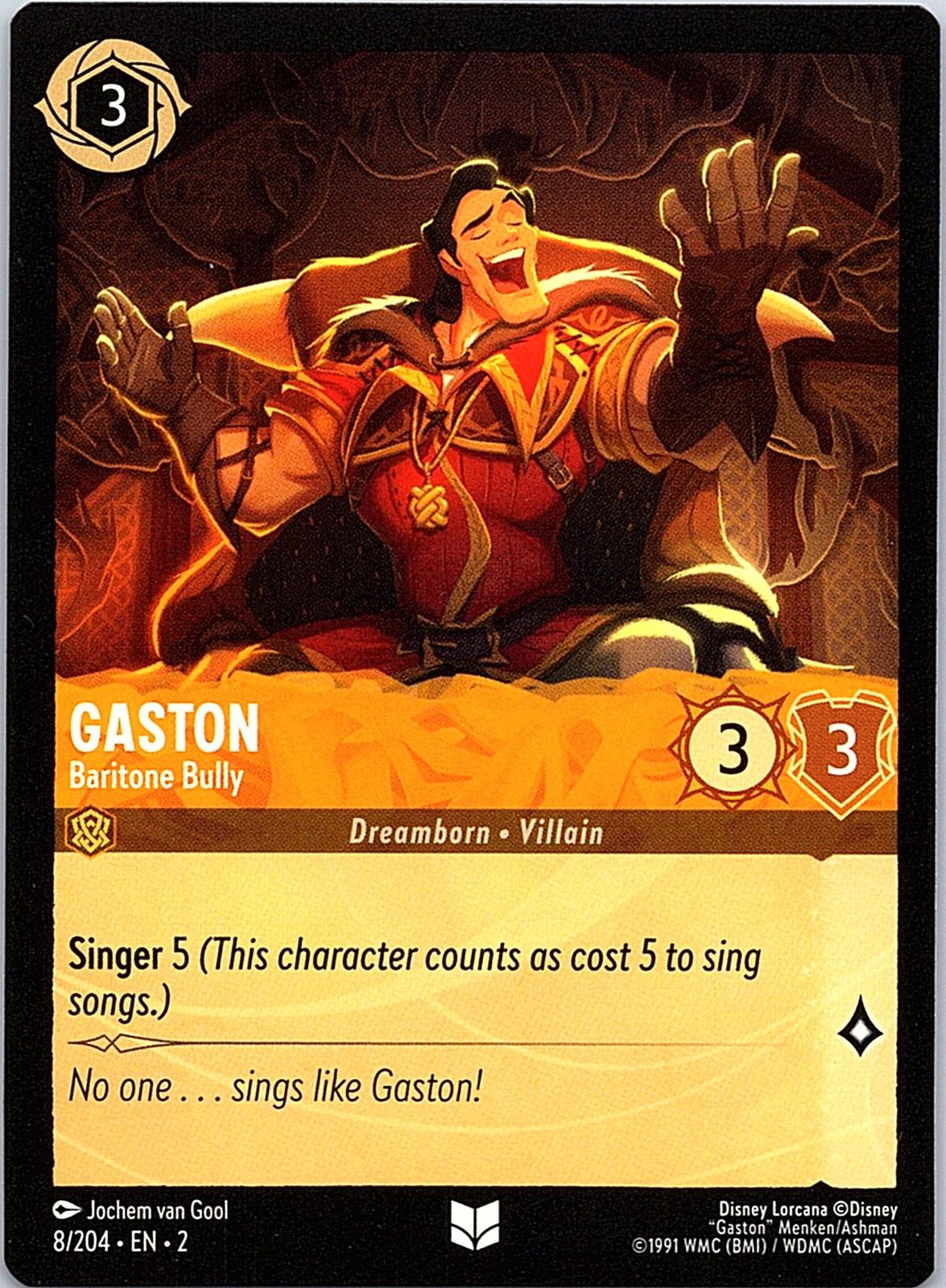 Gaston - Baritone Bully 8/204 Uncommon Rise of the Floodborn Lorcana Near Mint
