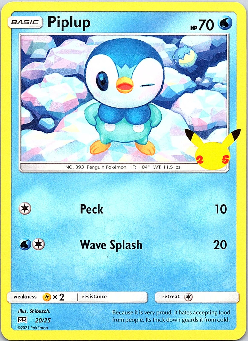 Piplup 020/025 Promo McDonald's 25th Anniversary Promos Pokemon Lightly Played