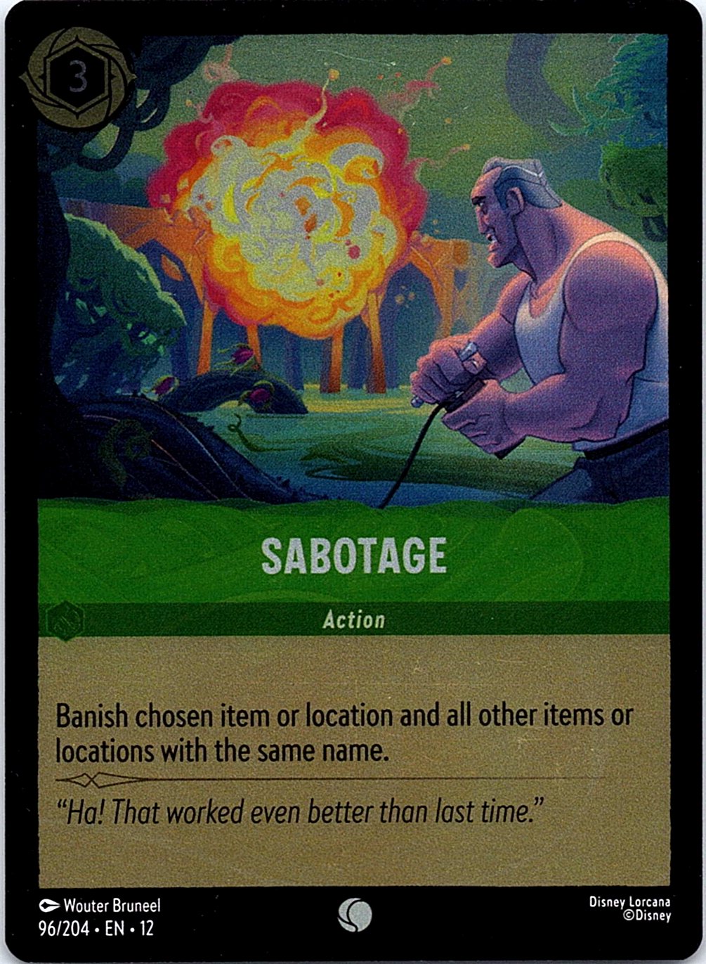 Sabotage 96/204 Common Wilds Unknown Lorcana Cold Foil Near Mint