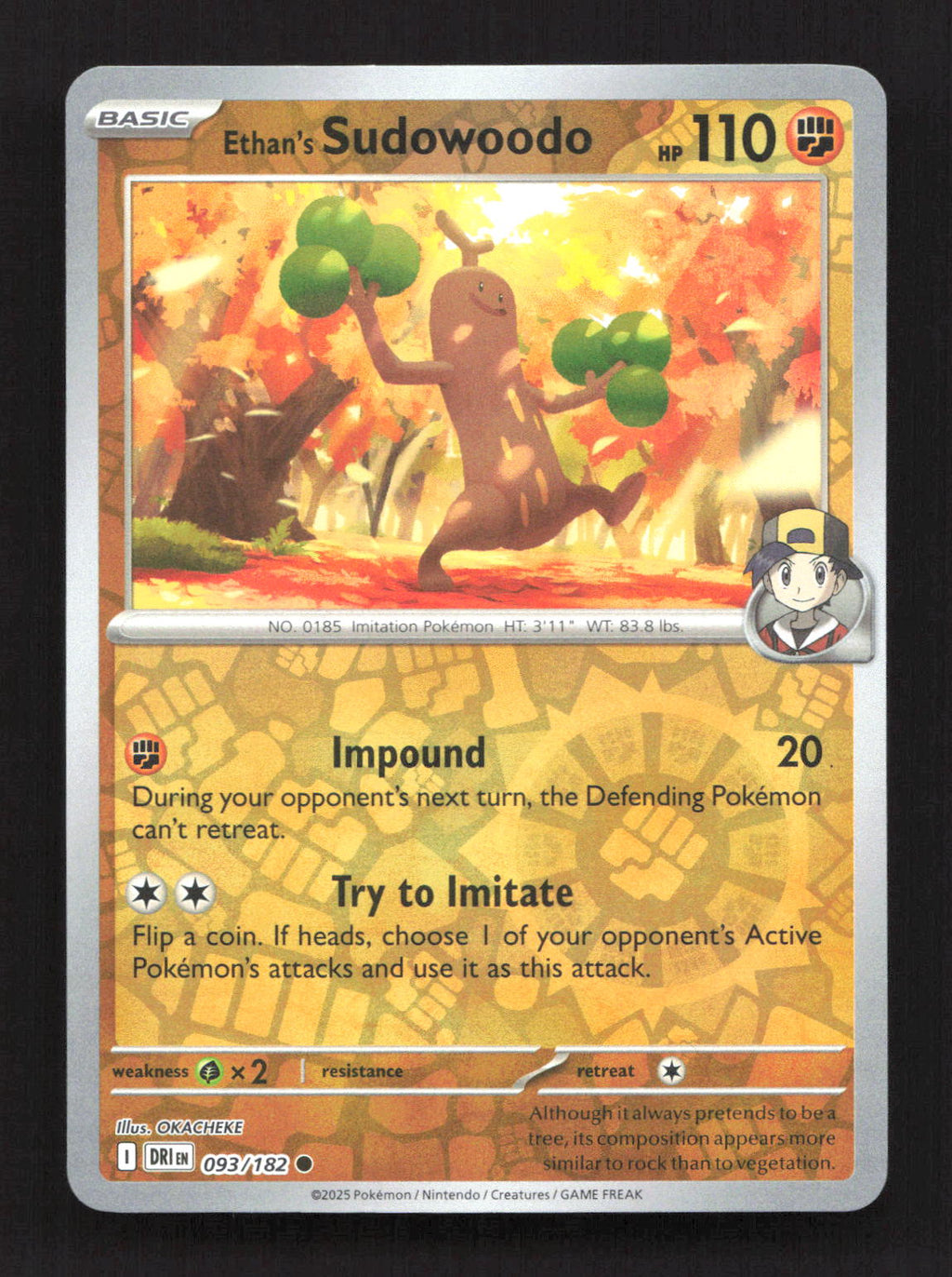Ethan's Sudowoodo 093/182 Common Destined Rivals Pokemon Reverse Holo Near Mint