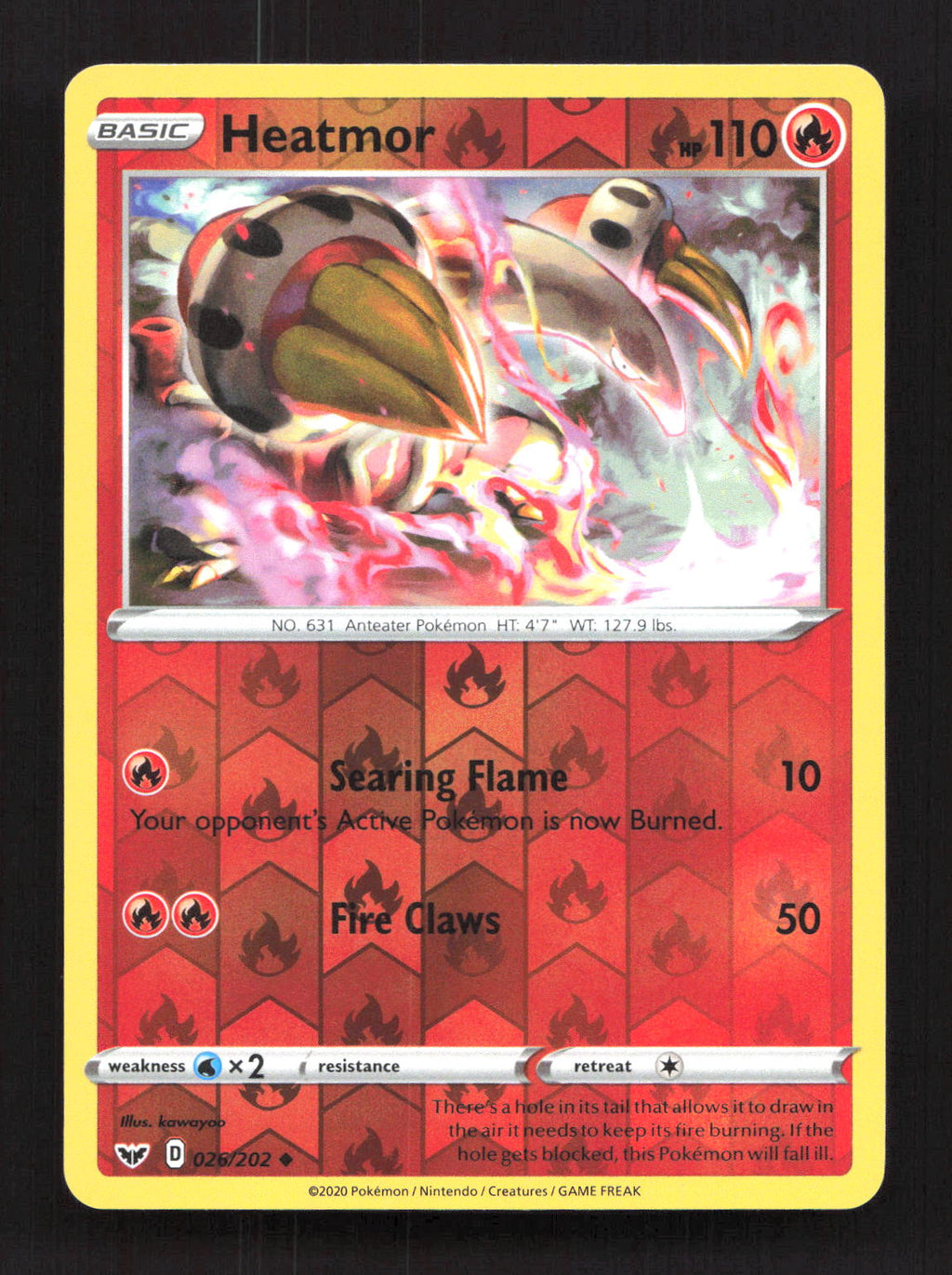 Heatmor 026/202 Uncommon Sword & Shield Pokemon Reverse Holo Lightly Played