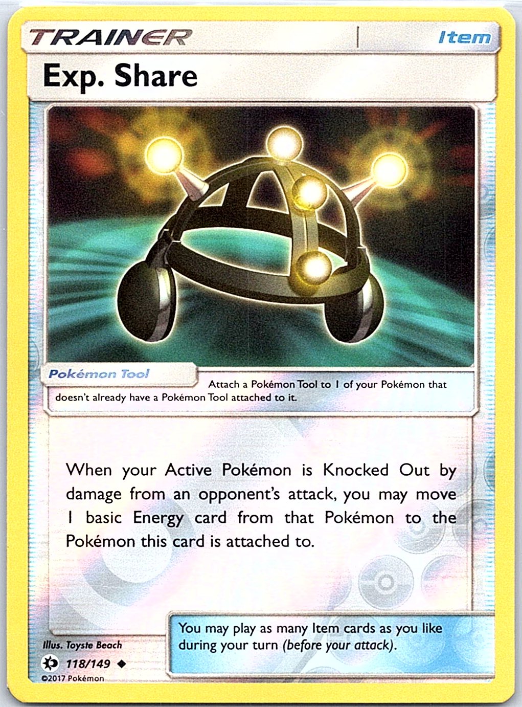Exp. Share 118/149 Uncommon SM Base Set Pokemon Reverse Holo Lightly Played