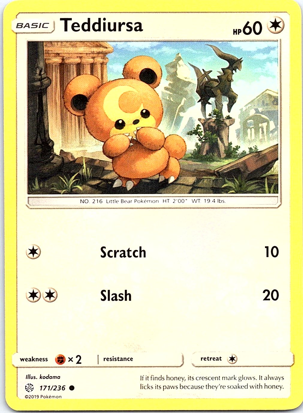 Teddiursa 171/236 Common Cosmic Eclipse Pokemon Moderately Played
