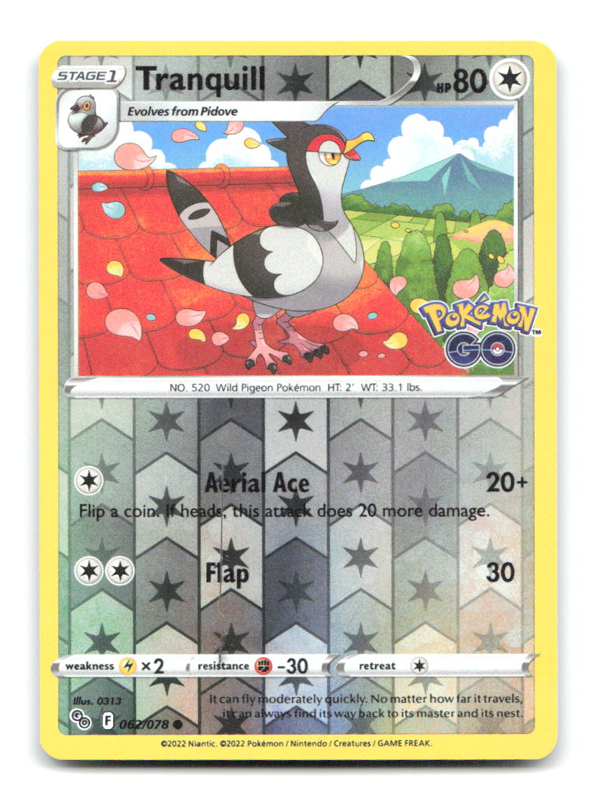 Tranquill 062/078 PGO Pokemon Reverse Holo LP