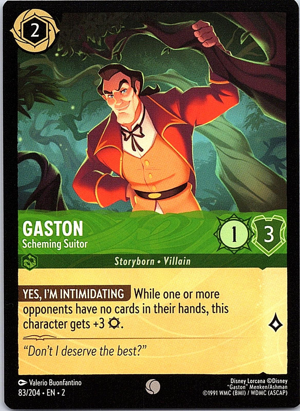 Gaston - Scheming Suitor 83/204 Common Rise of the Floodborn Lorcana Near Mint