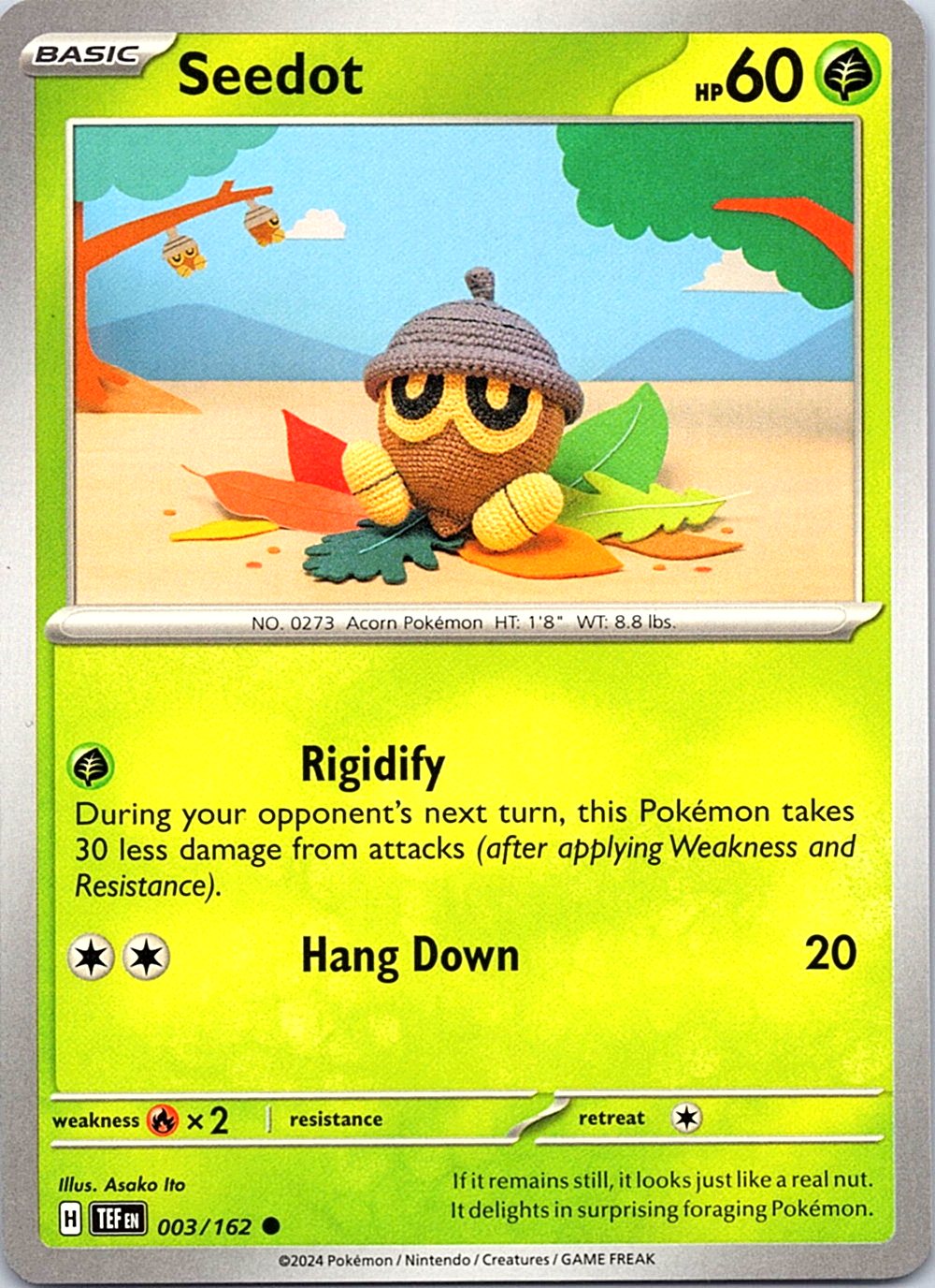 Seedot 003/162 Common Temporal Forces Pokemon Lightly Played