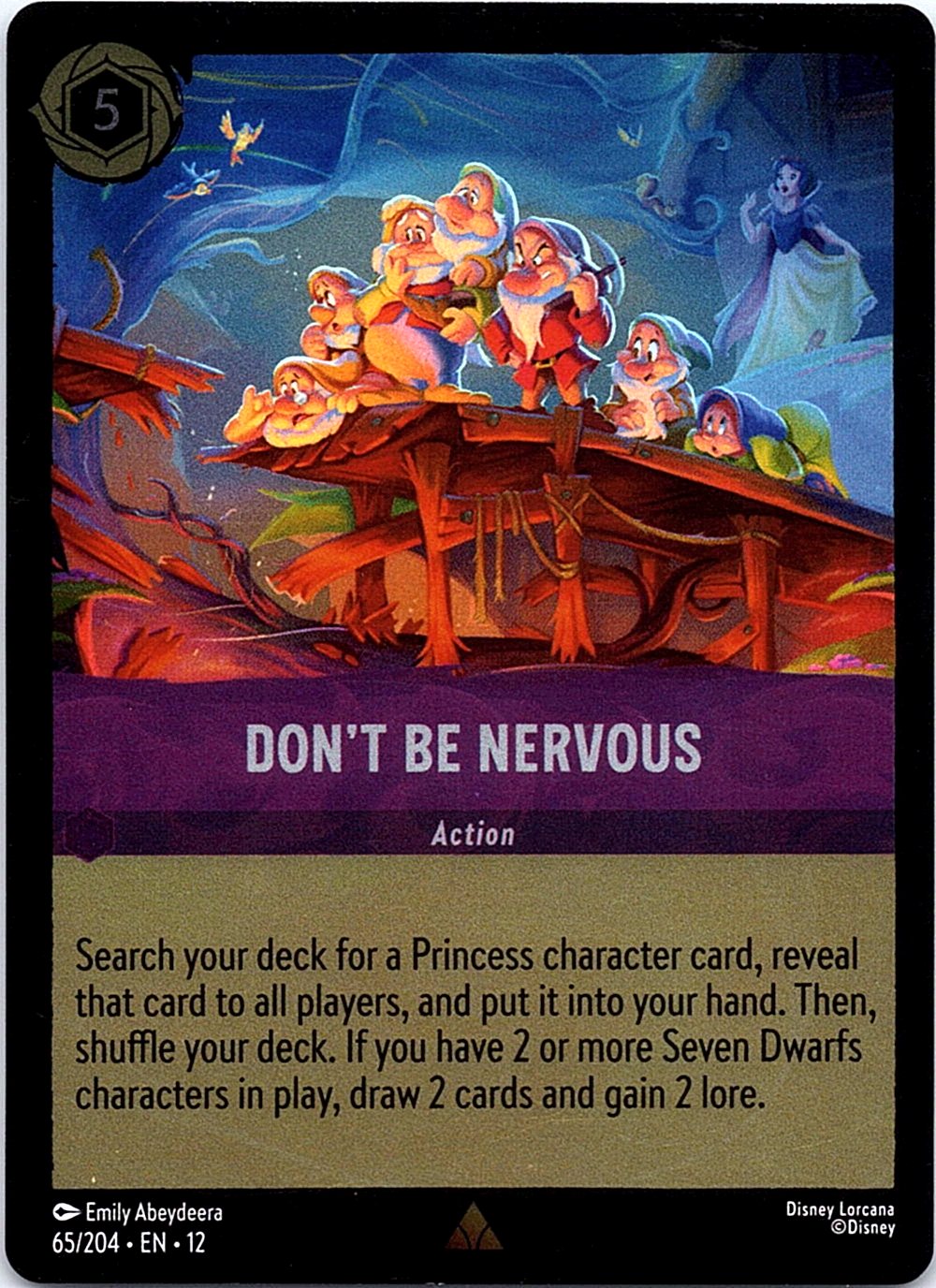 Don't Be Nervous 65/204 Rare Wilds Unknown Lorcana Cold Foil Near Mint