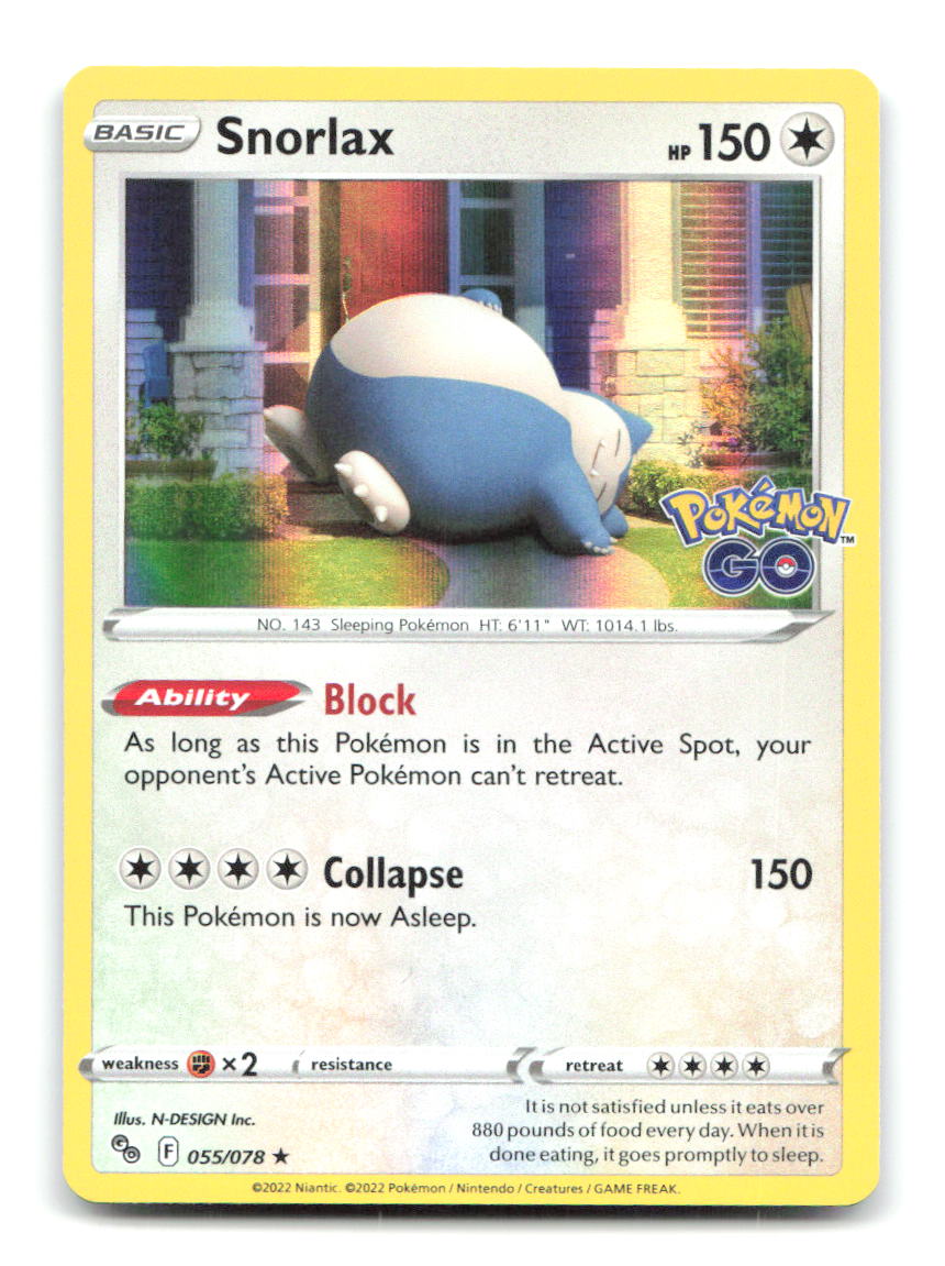 Snorlax 055/078 Holo R Pokemon GO Pokemon NM