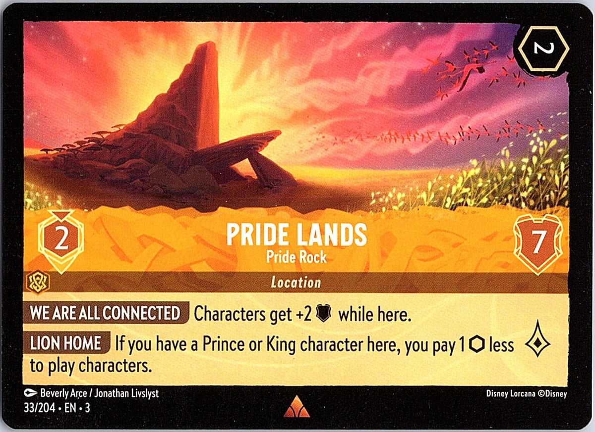 Pride Lands - Pride Rock 33/204 Rare Into the Inklands Lorcana Near Mint