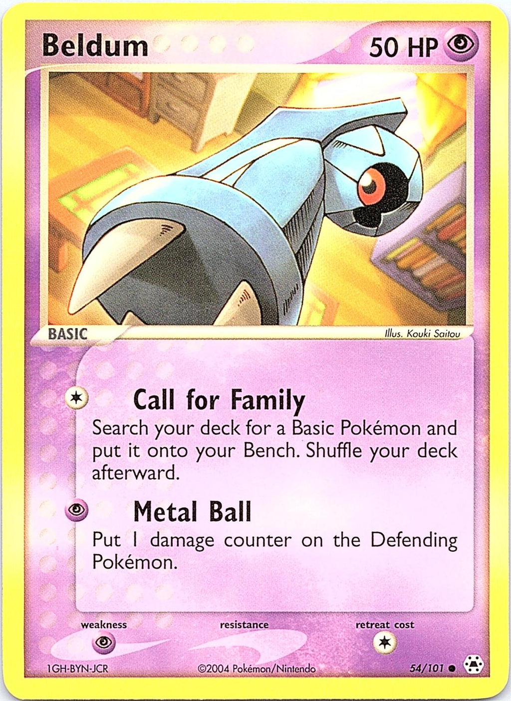 Beldum 54/101 Common Hidden Legends Pokemon Moderately Played