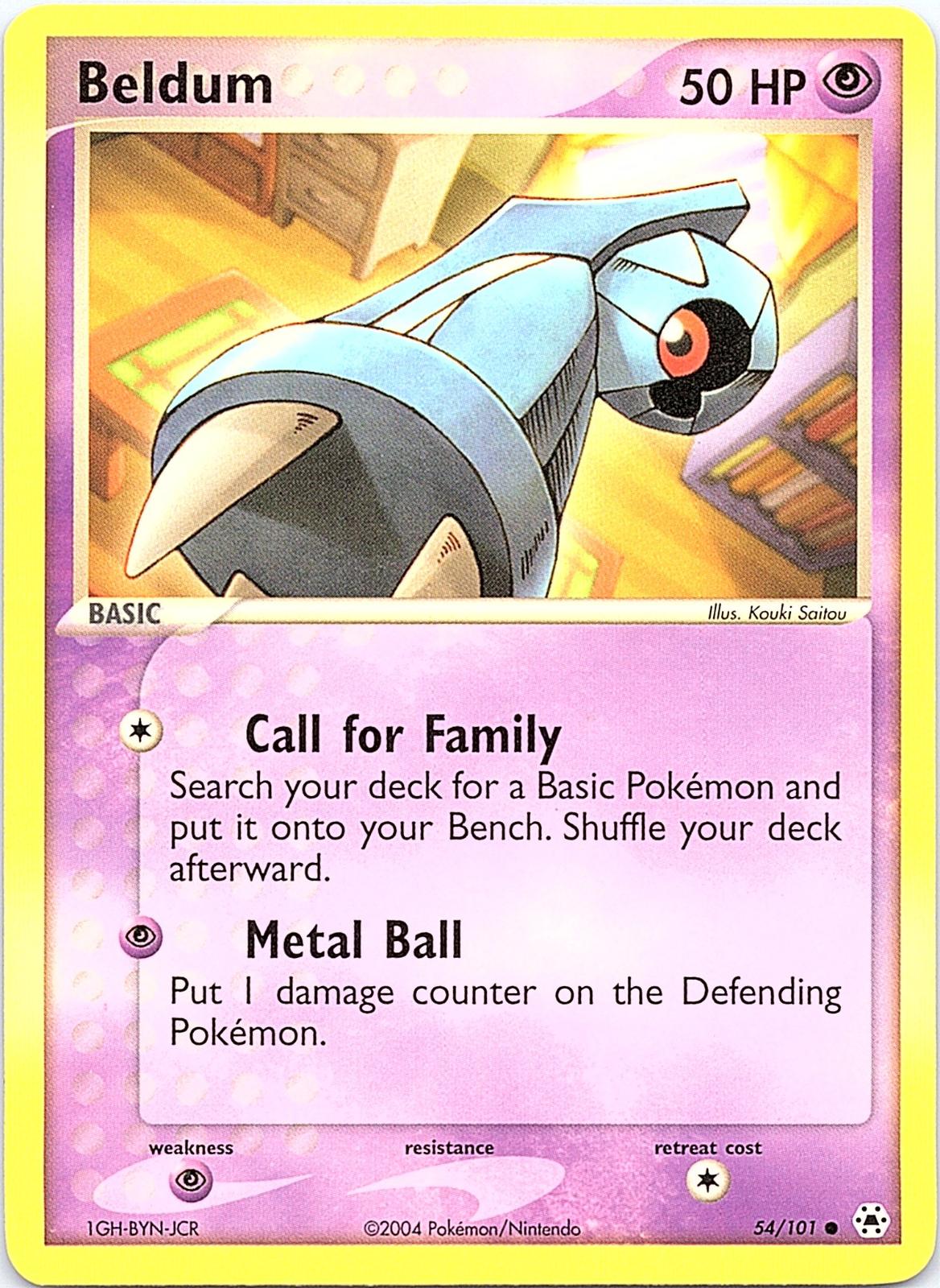 Beldum 54/101 Common Hidden Legends Pokemon Moderately Played
