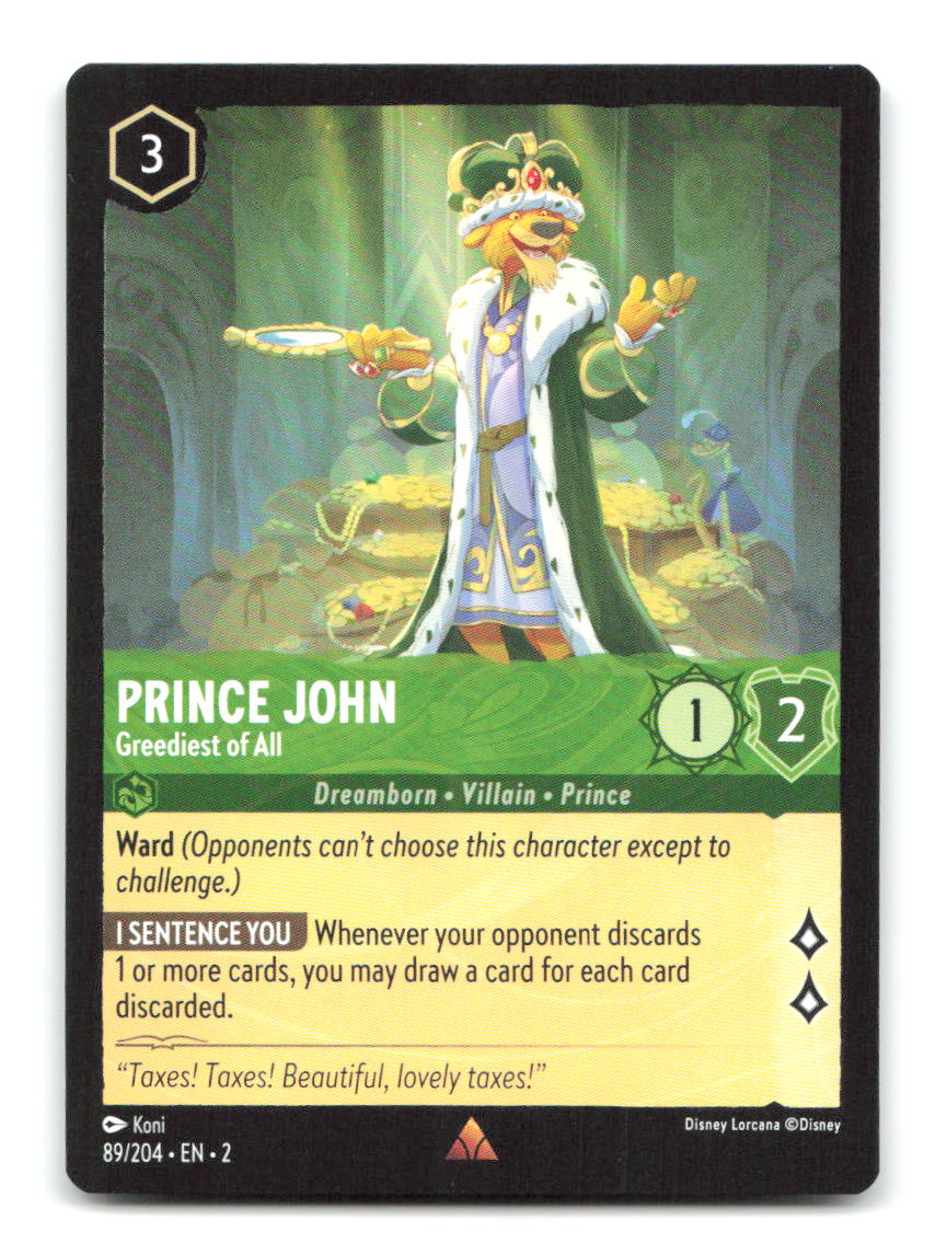 Prince John - Greediest of All 89/204 2 Lorcana NM