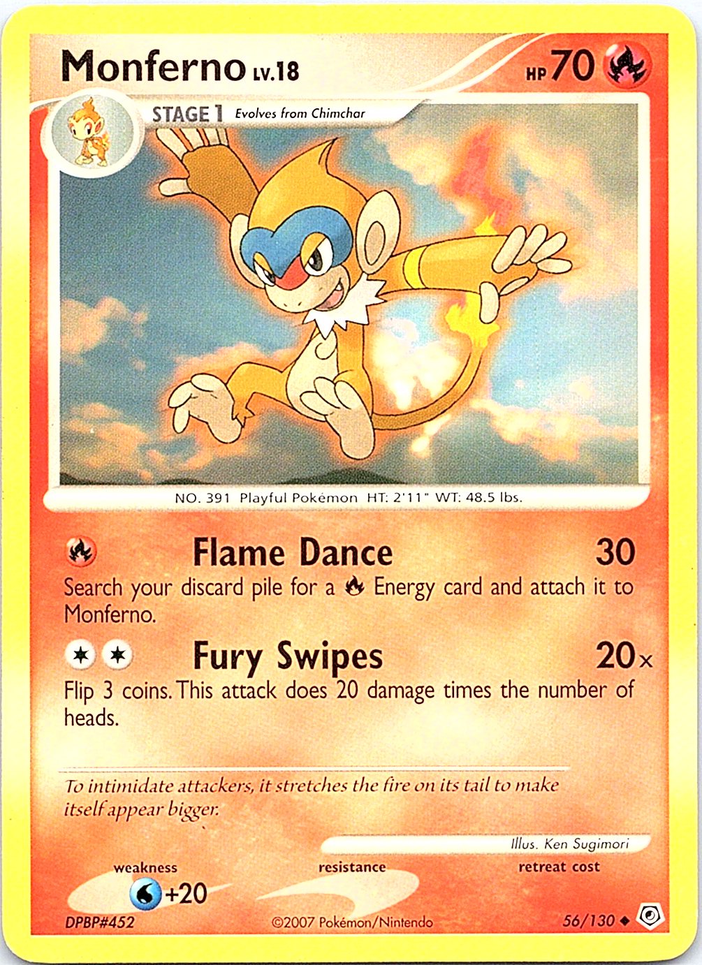 Monferno 56/130 Uncommon Diamond & Pearl Pokemon Heavily Played