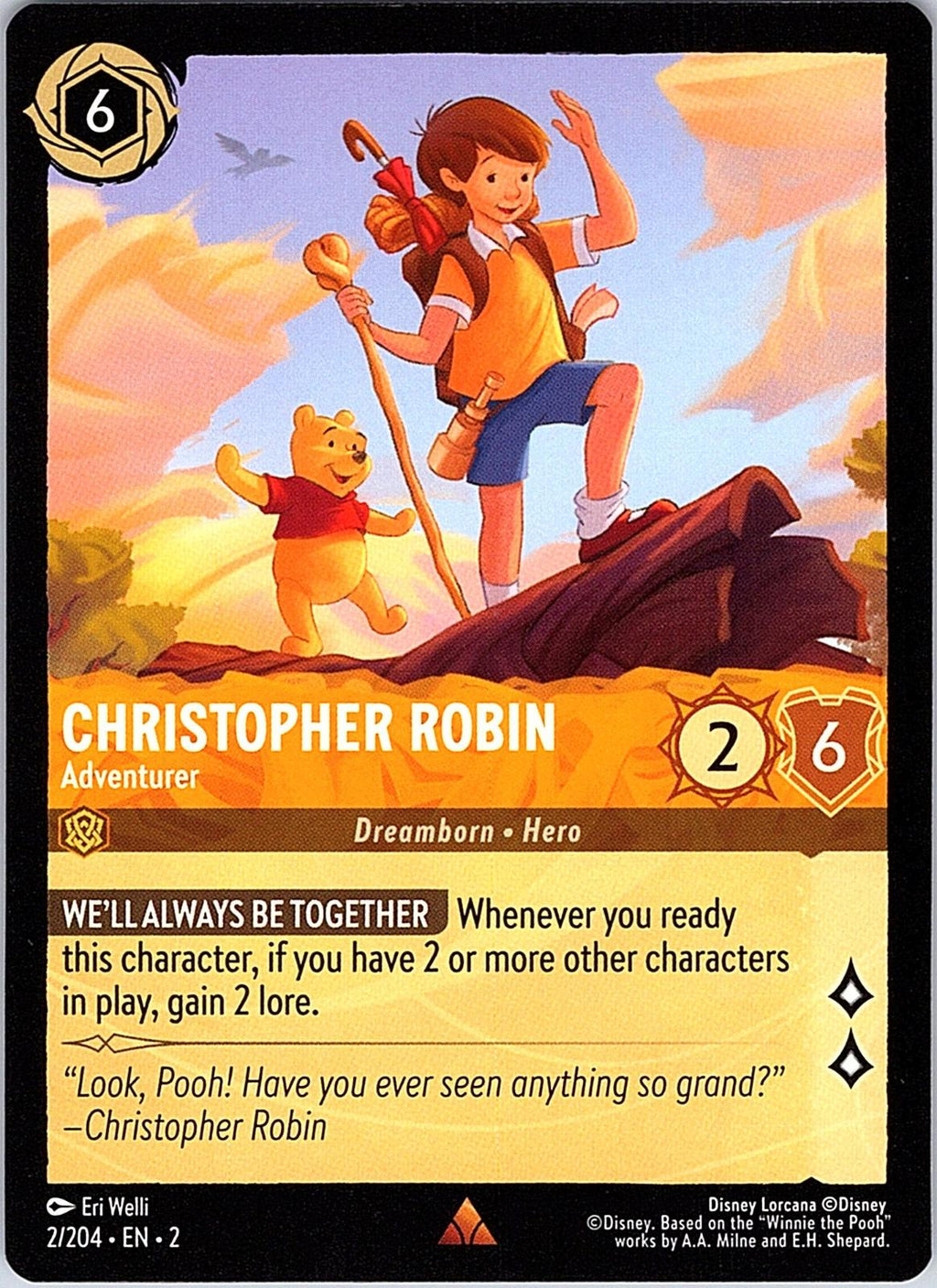 Christopher Robin - Adventurer 2/204 Rare Rise of the Floodborn Lorcana NM