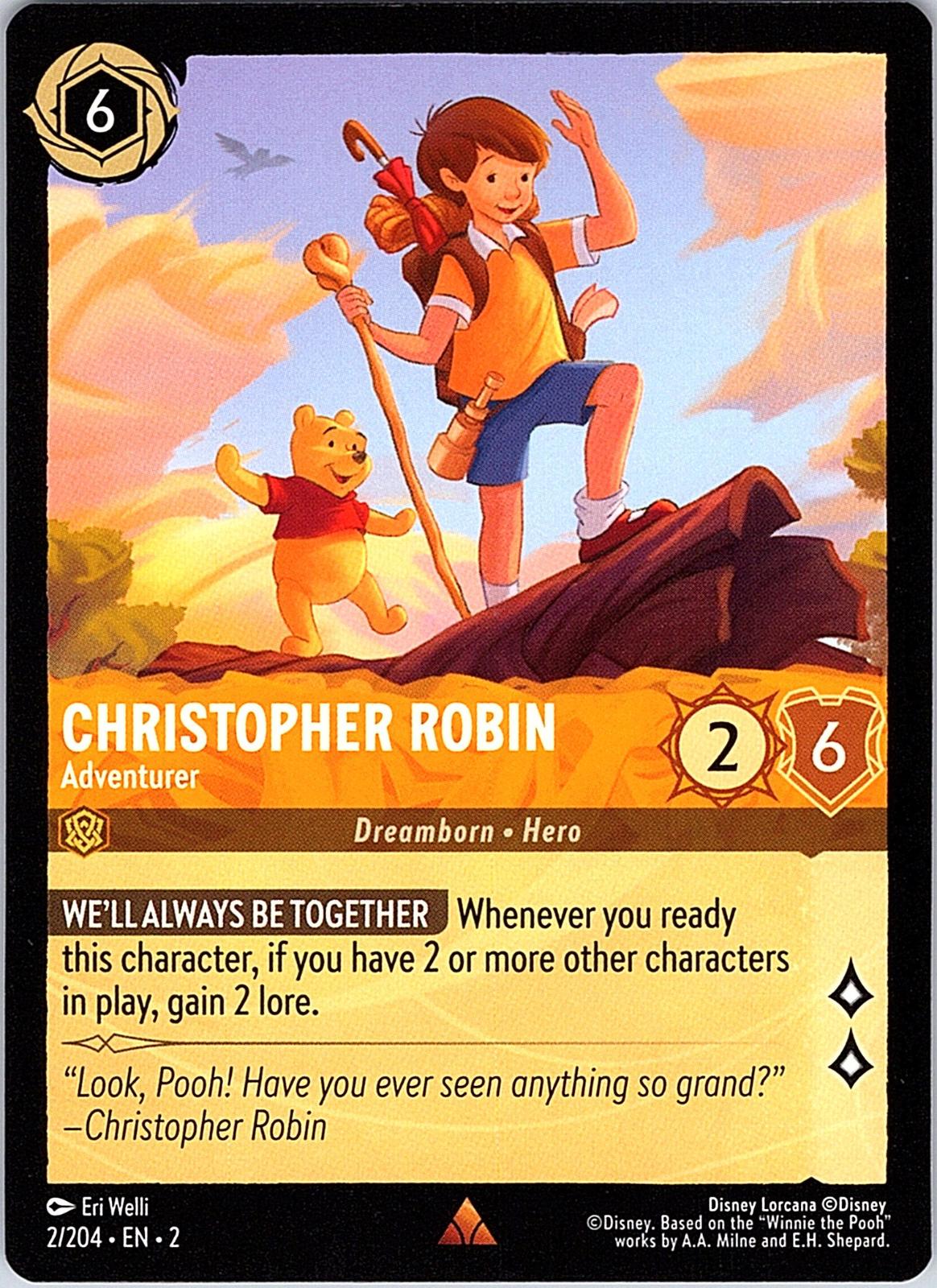 Christopher Robin - Adventurer 2/204 Rare Rise of the Floodborn Lorcana NM