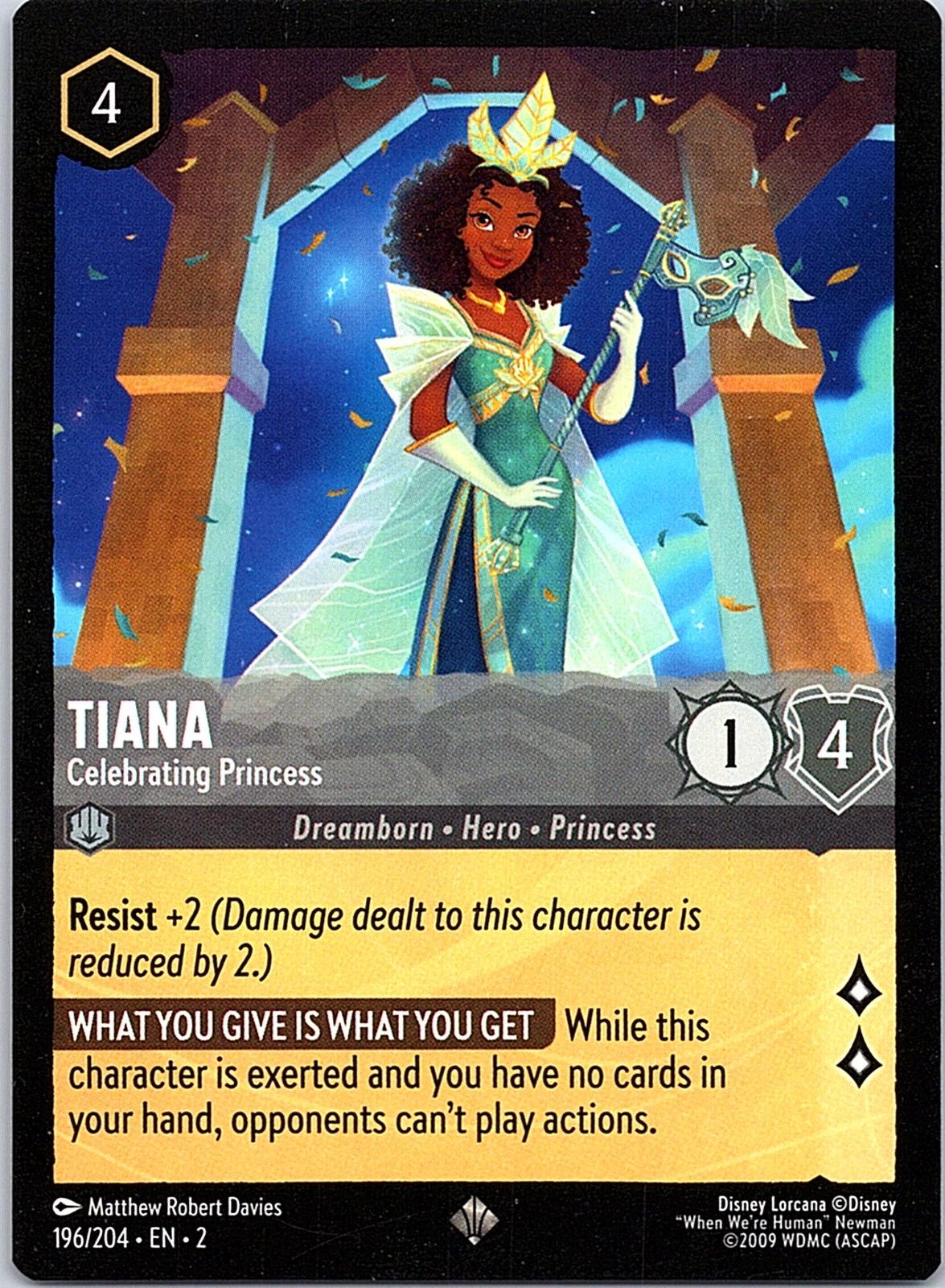 Tiana - Celebrating Princess 196/204 Super Rare Rise of the Floodborn Lorcana NM