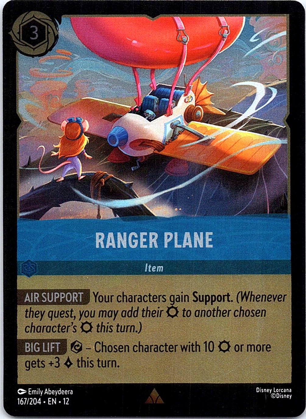 Ranger Plane 167/204 Rare Wilds Unknown Lorcana Cold Foil Near Mint