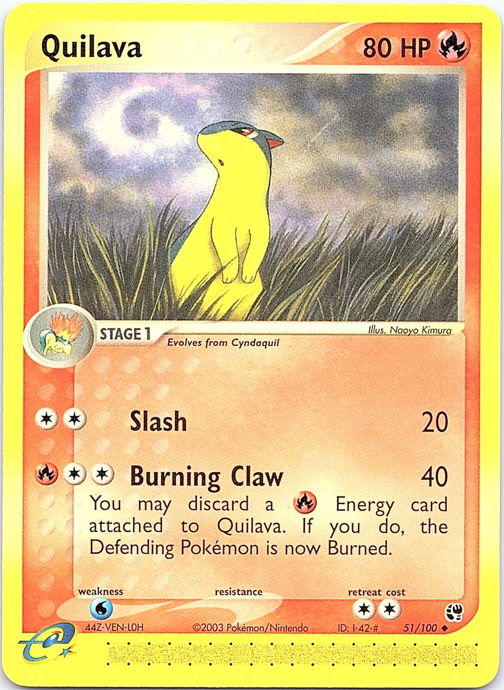 Quilava 51/100 Uncommon Sandstorm Pokemon Lightly Played